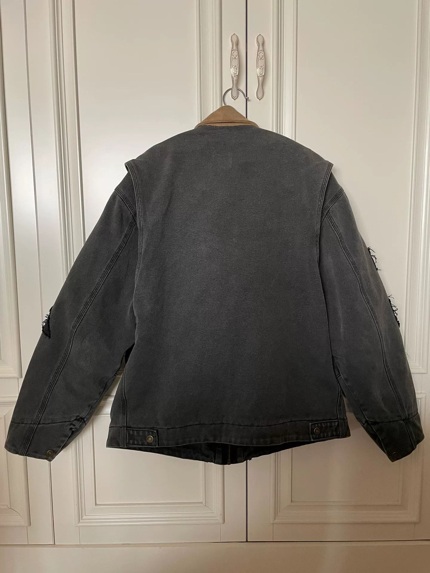 Pacsun Washed Gray Leather Collar Canvas Jacket Size US S / EU 44-46 / 1 - 2 Thumbnail