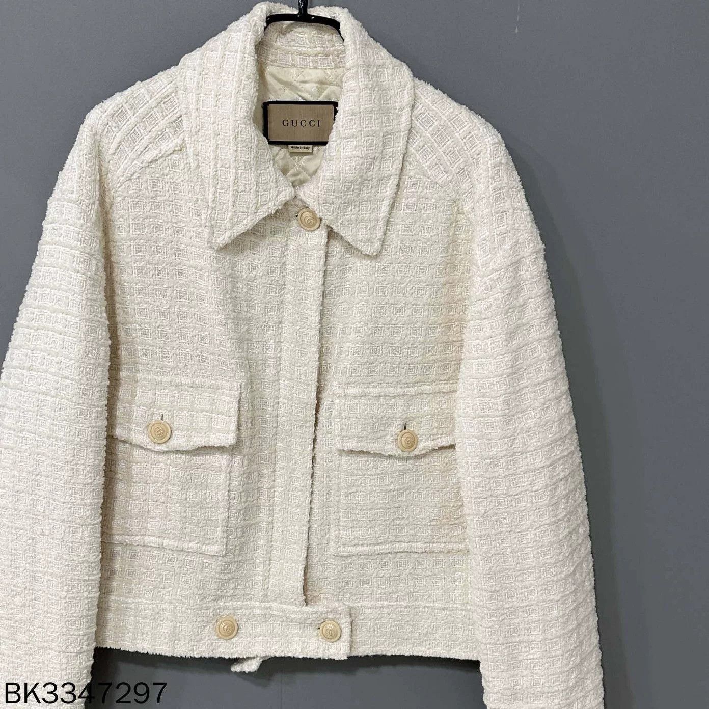Gucci Ivory White Lapel Tweed Jacket GUCCI Size M / US 6-8 / IT 42-44 - 3 Thumbnail