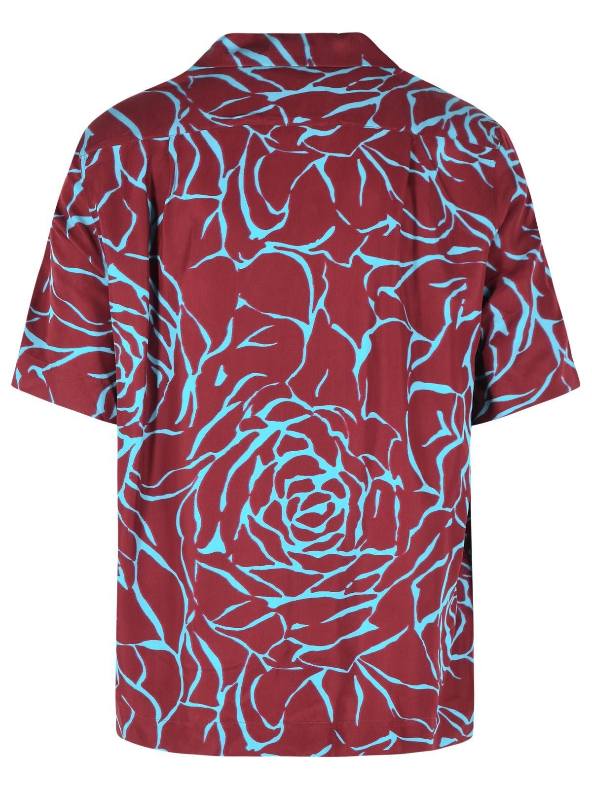 Dries Van Noten DRIES VAN NOTEN 'Carltone' Burgundy And Light Blue Viscose Shirt Size US M / EU 48-50 / 2 - 3 Thumbnail