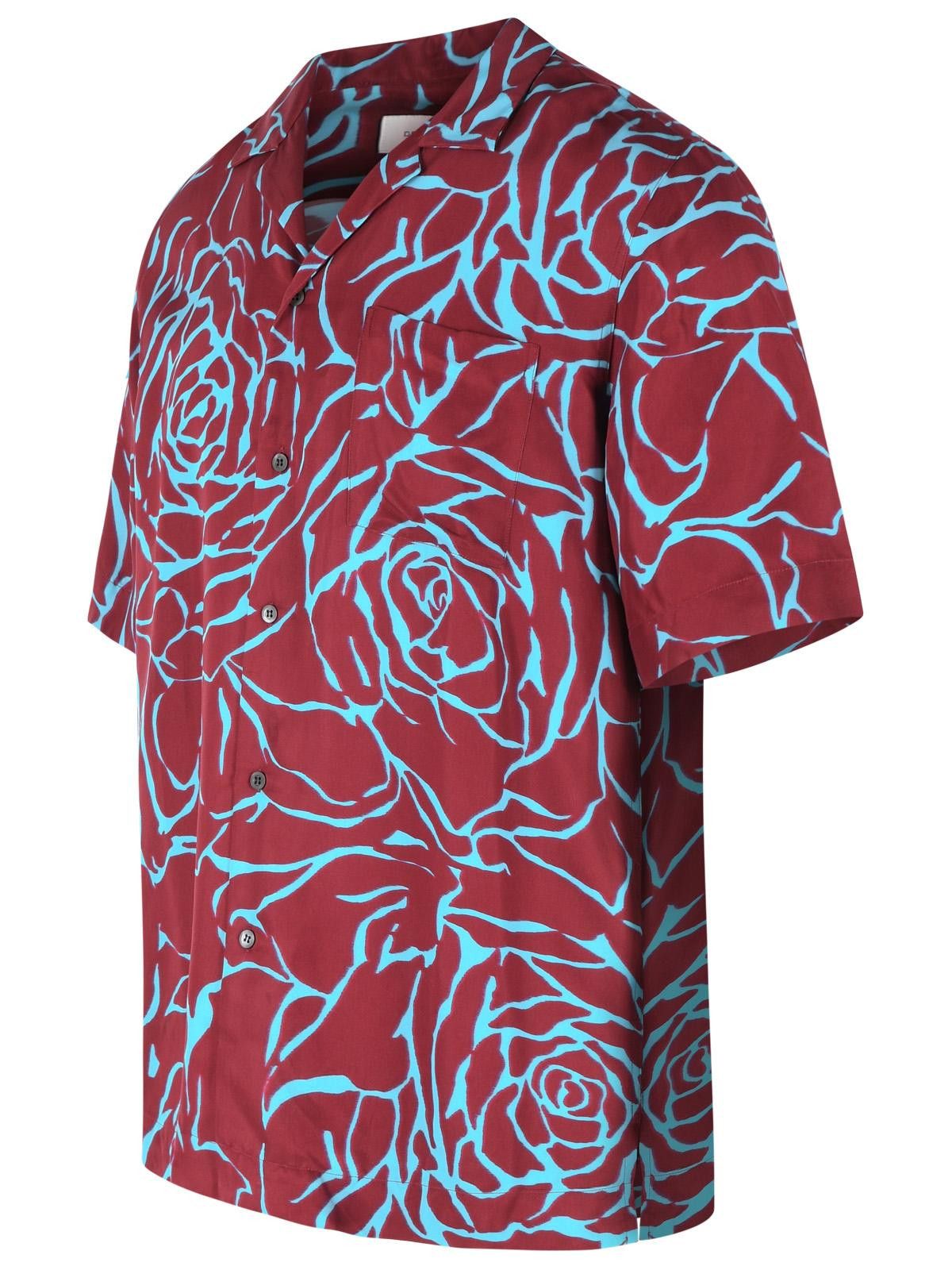 Dries Van Noten DRIES VAN NOTEN 'Carltone' Burgundy And Light Blue Viscose Shirt Size US L / EU 52-54 / 3 - 2 Thumbnail