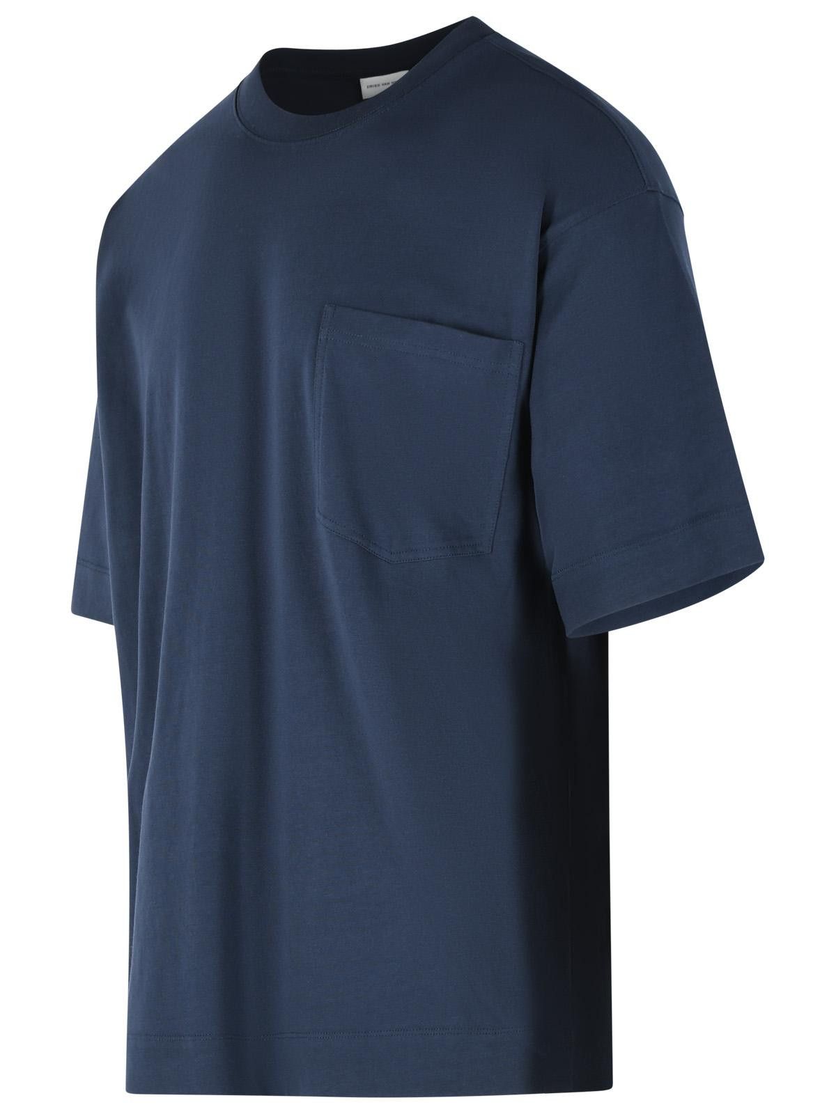 Dries Van Noten DRIES VAN NOTEN 'Heso' Navy Cotton T-Shirt Size US L / EU 52-54 / 3 - 2 Thumbnail
