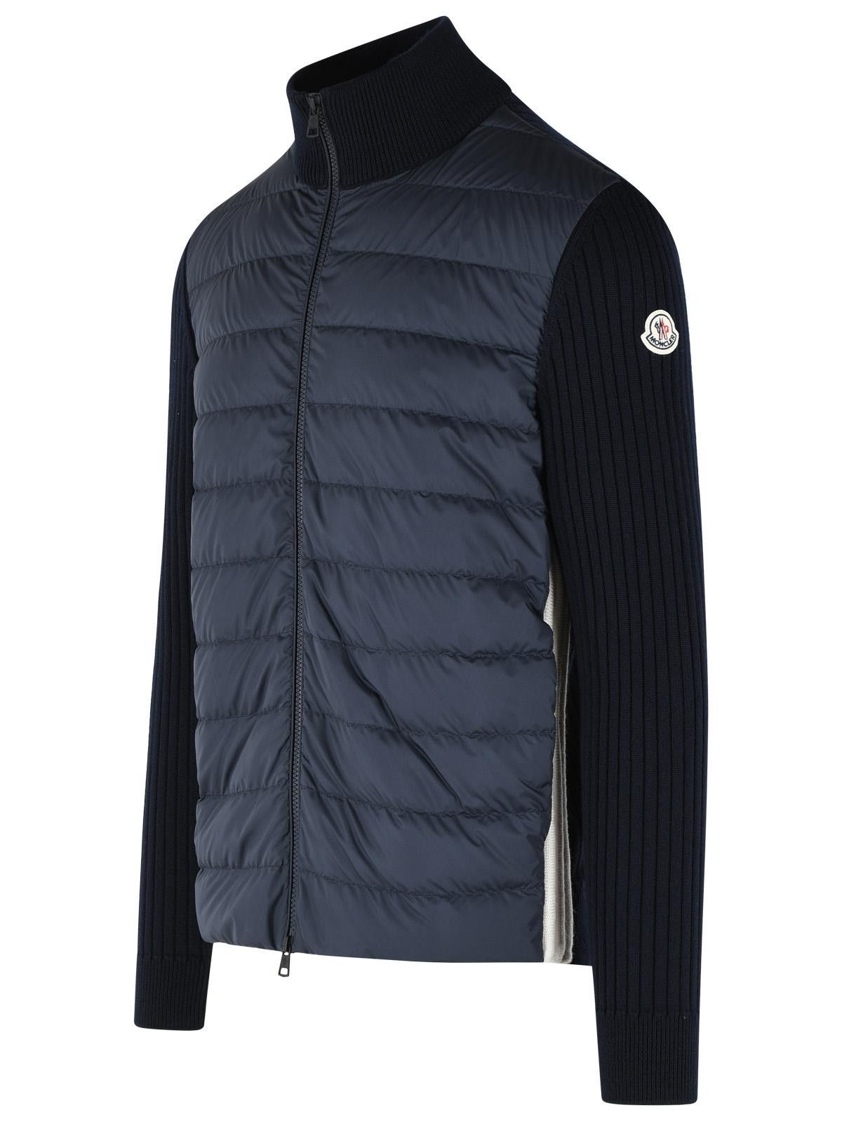 Moncler MONCLER Padded Virgin Wool Cardigan With Zip Navy Blue Size US XL / EU 56 / 4 - 2 Thumbnail
