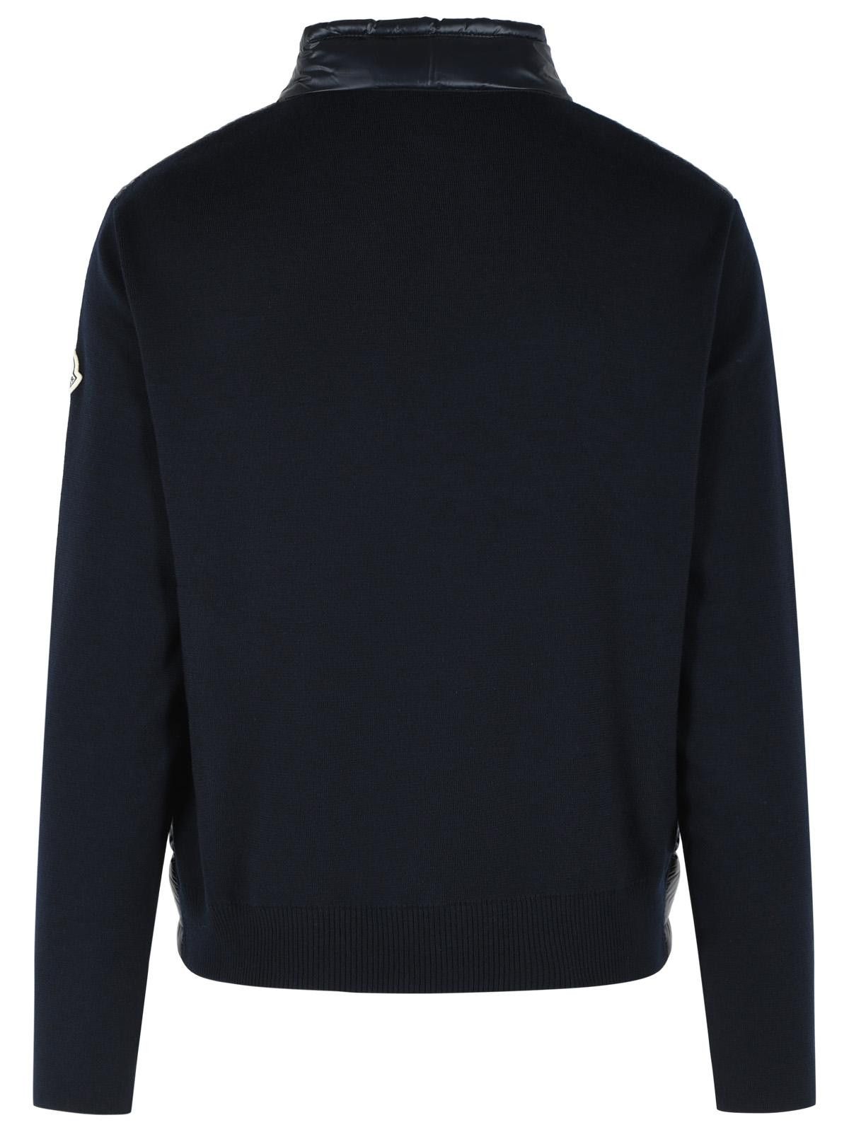 Moncler MONCLER Padded Virgin Wool Crdigan With Zip Navy Blue Size US L / EU 52-54 / 3 - 3 Thumbnail