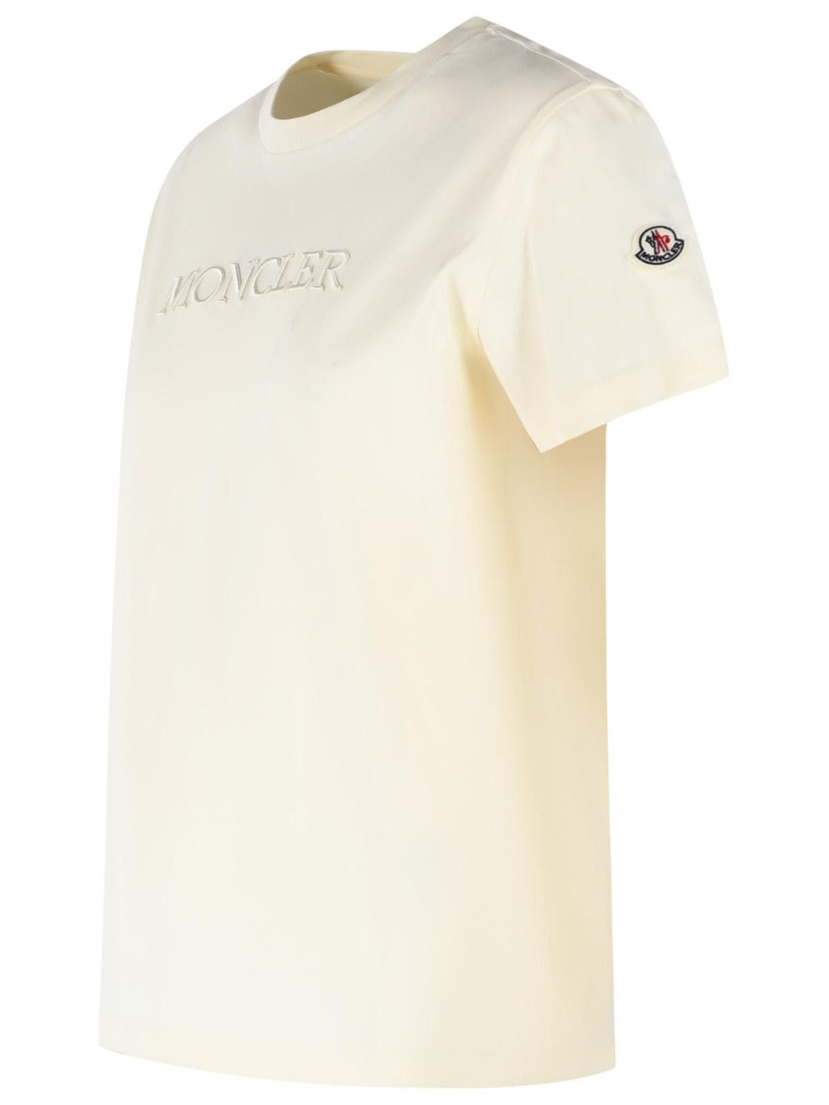 Moncler MONCLER Ivory Cotton T-Shirt Size S / US 4 / IT 40 - 2 Thumbnail