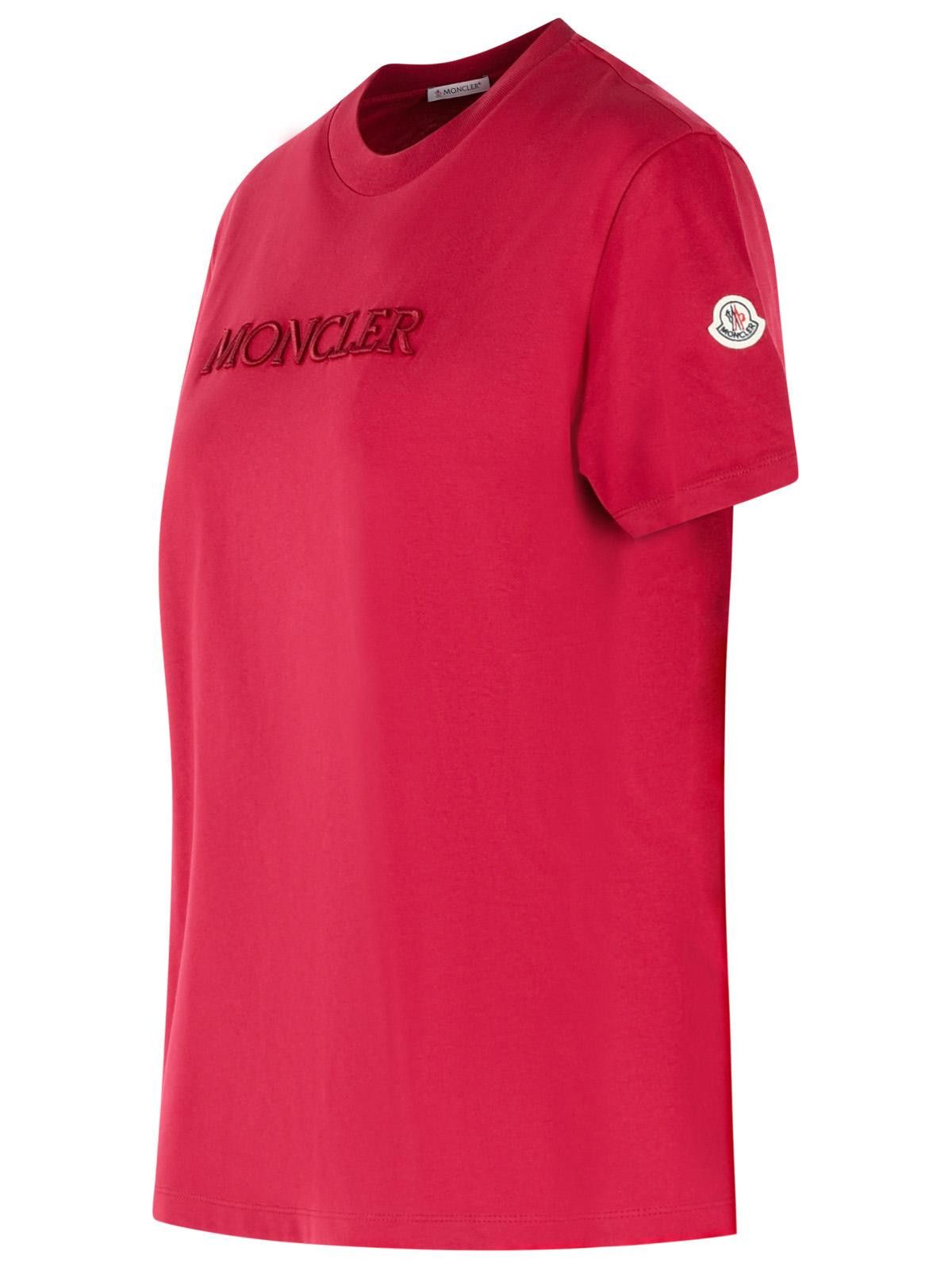 Moncler MONCLER Cherry Pink Cotton T-Shirt Size S / US 4 / IT 40 - 2 Thumbnail