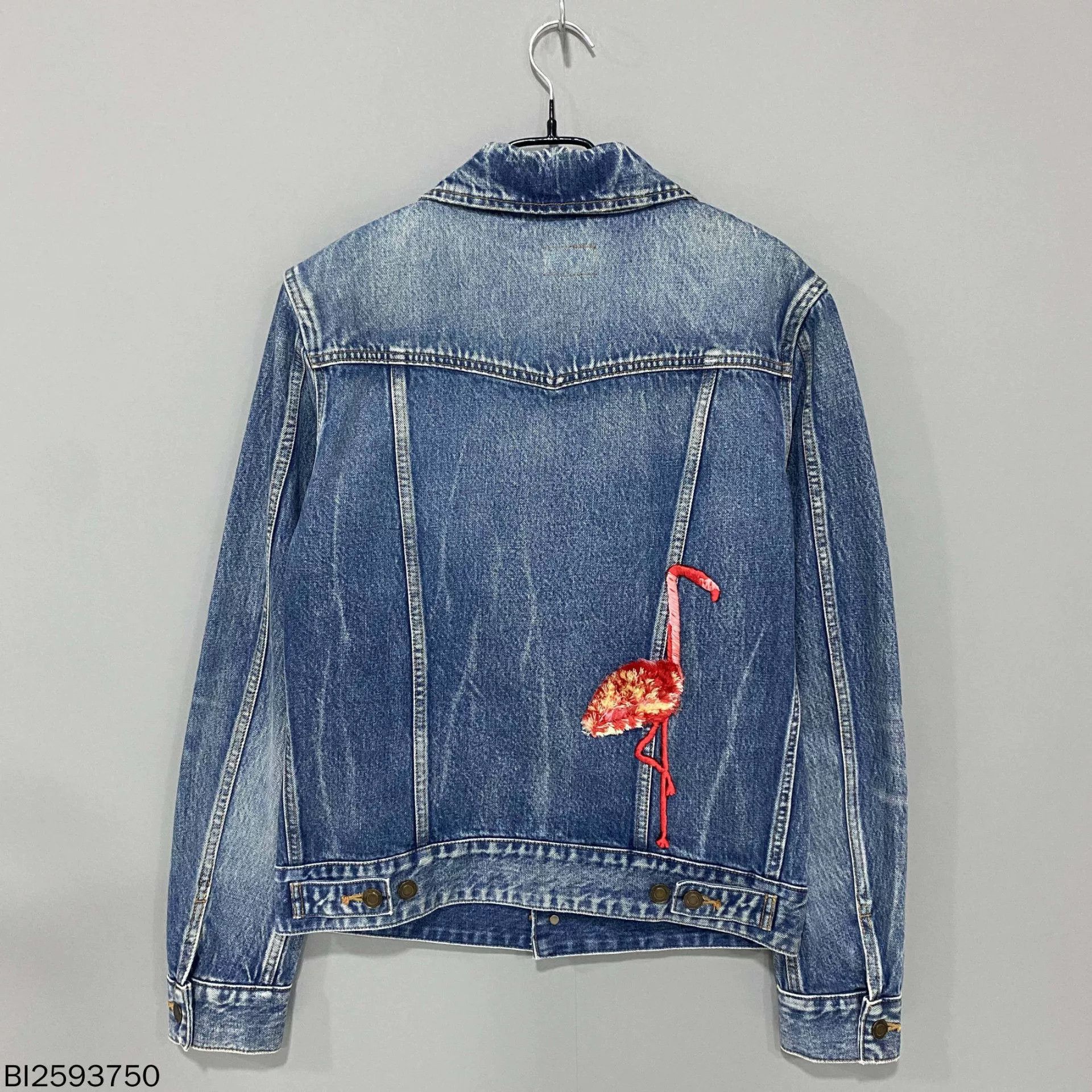 Saint Laurent Paris Embroidered Flamingo Denim Jacket Saint Laurent Size S / US 4 / IT 40 - 4 Thumbnail