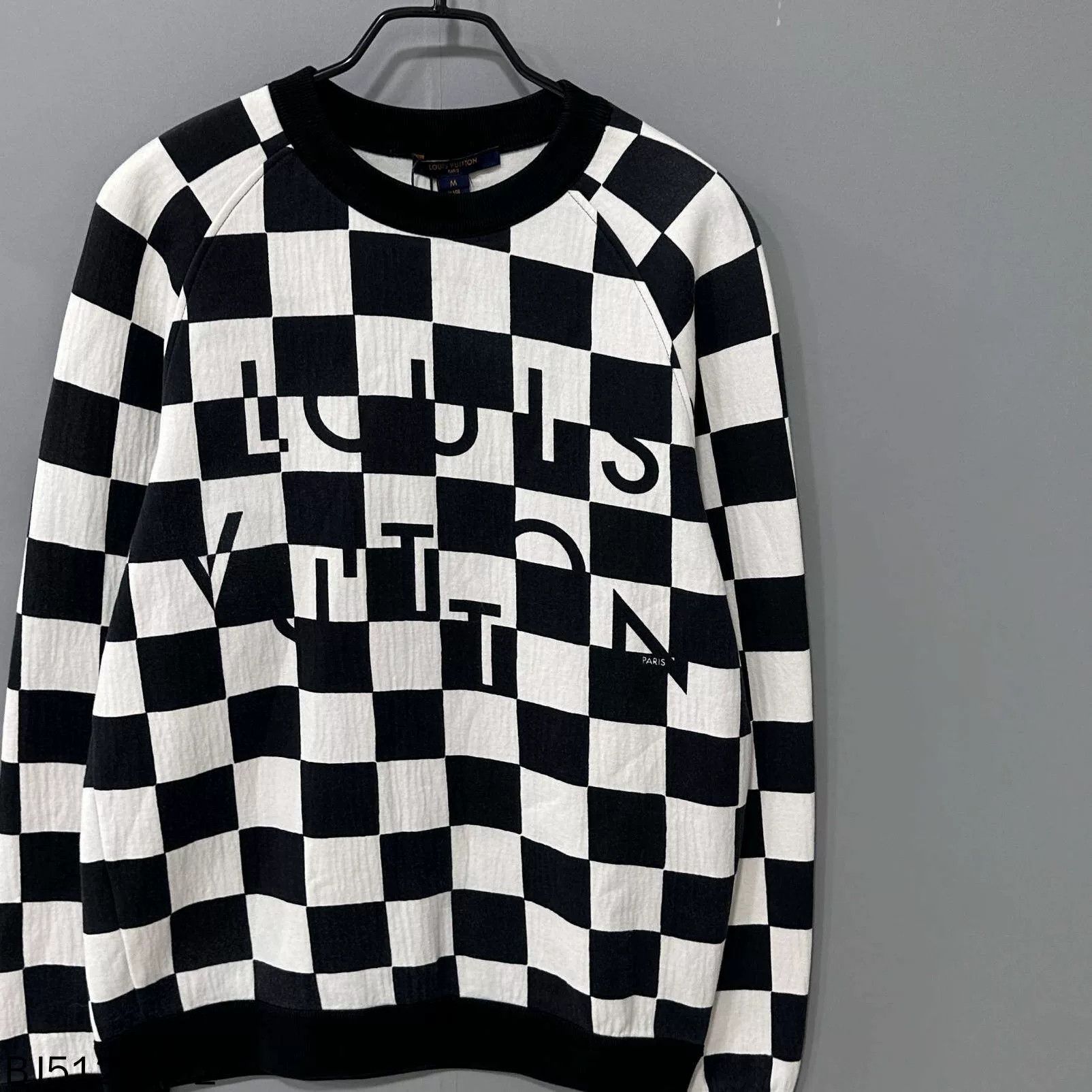 Louis Vuitton Louis Vuitton Black White Checkered Slogan Sweatshirt Size US M / EU 48-50 / 2 - 2 Thumbnail
