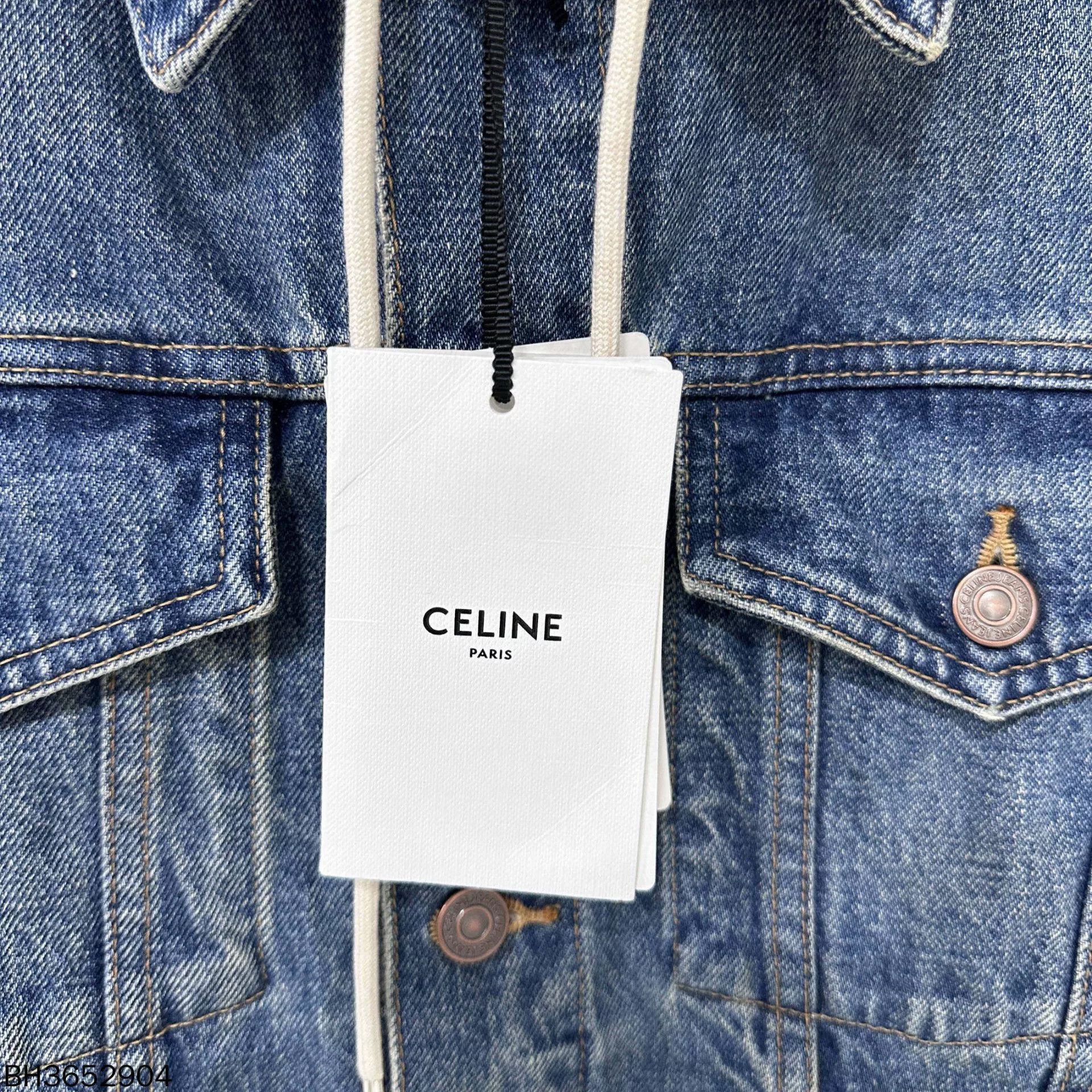 Celine Hooded Logo Denim Jacket Celine Size S / US 4 / IT 40 - 8 Thumbnail
