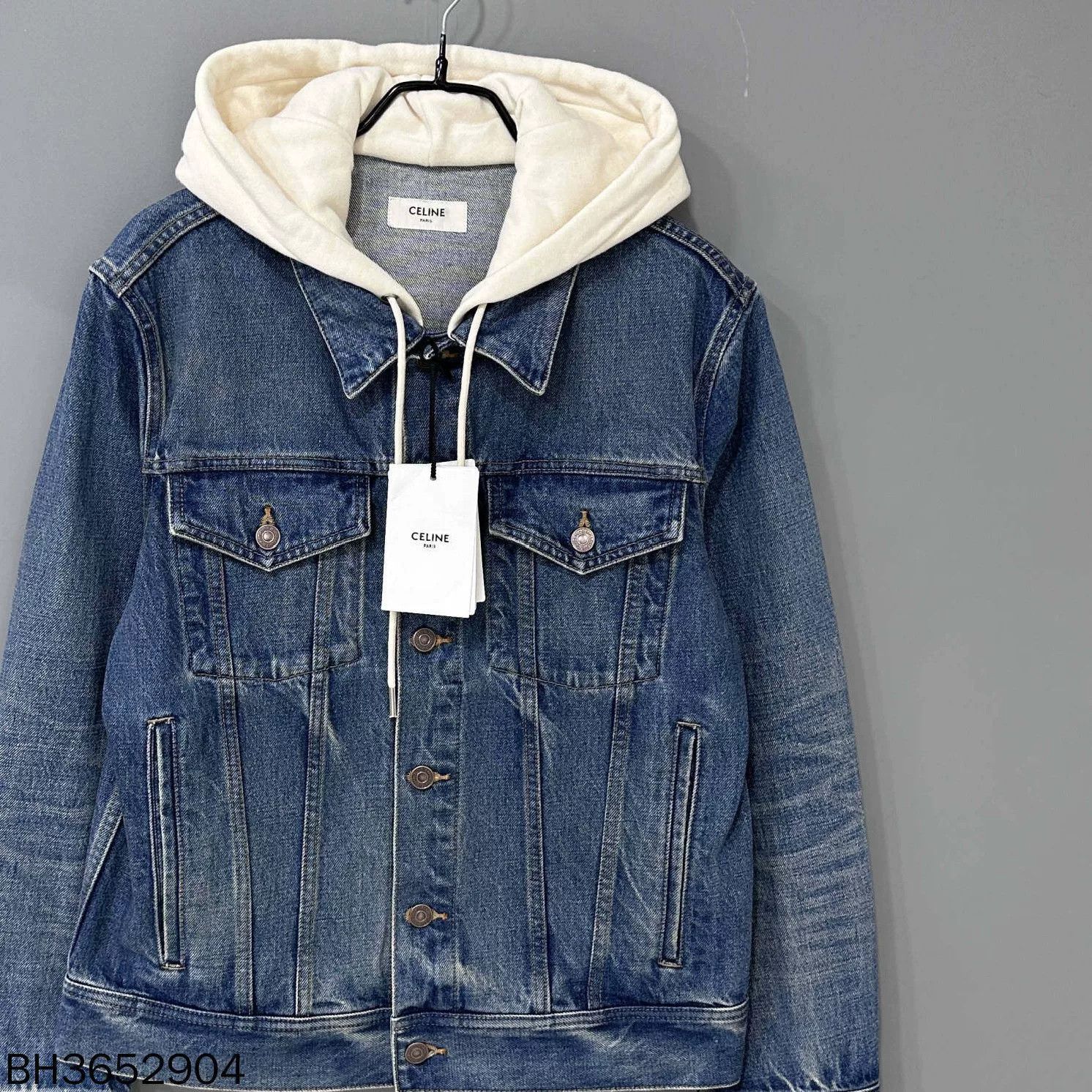 Celine Hooded Logo Denim Jacket Celine Size S / US 4 / IT 40 - 2 Thumbnail
