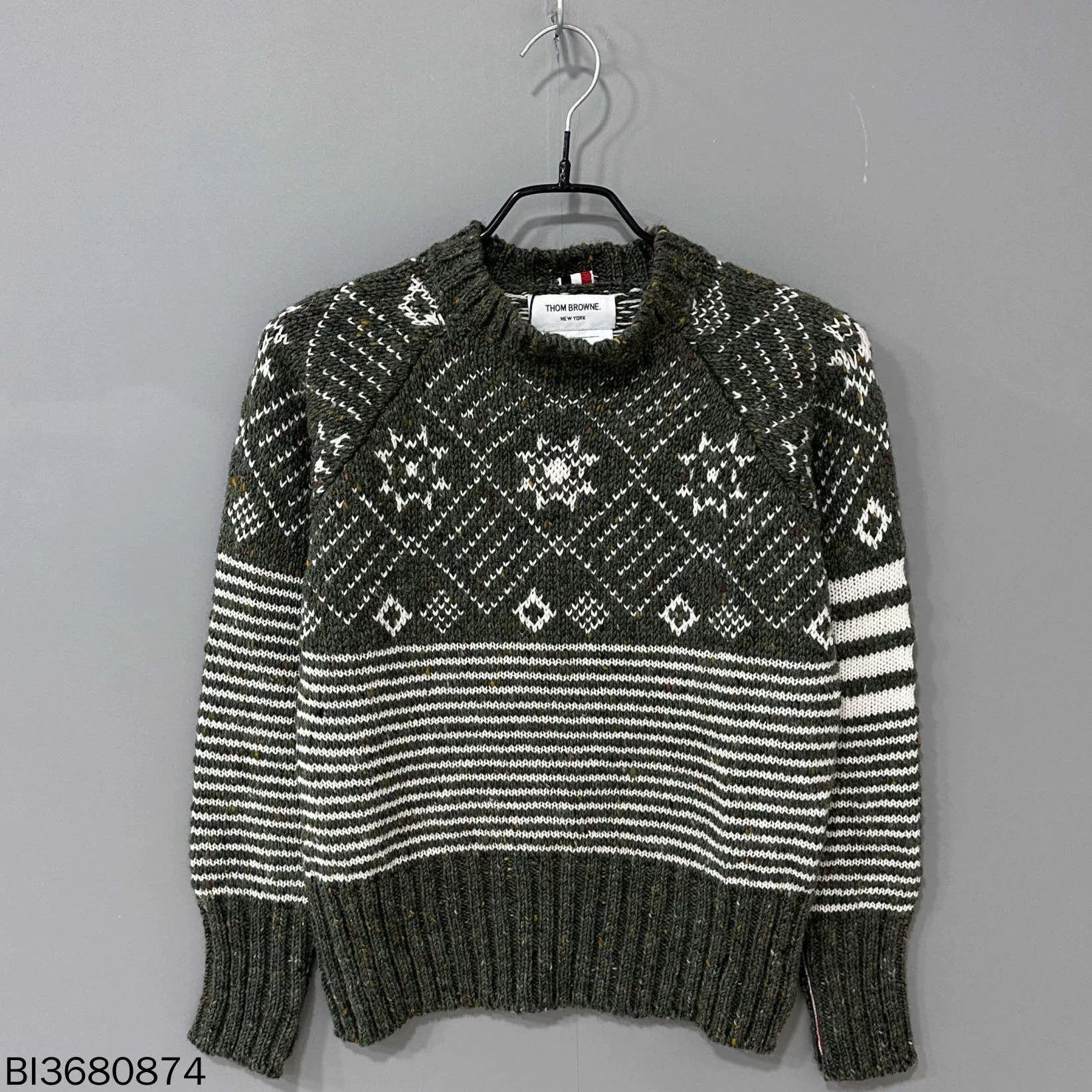 Thom Browne Dark Fair Isle Knit Sweater Thom Browne Size US XS / EU 42 / 0 - 3 Thumbnail