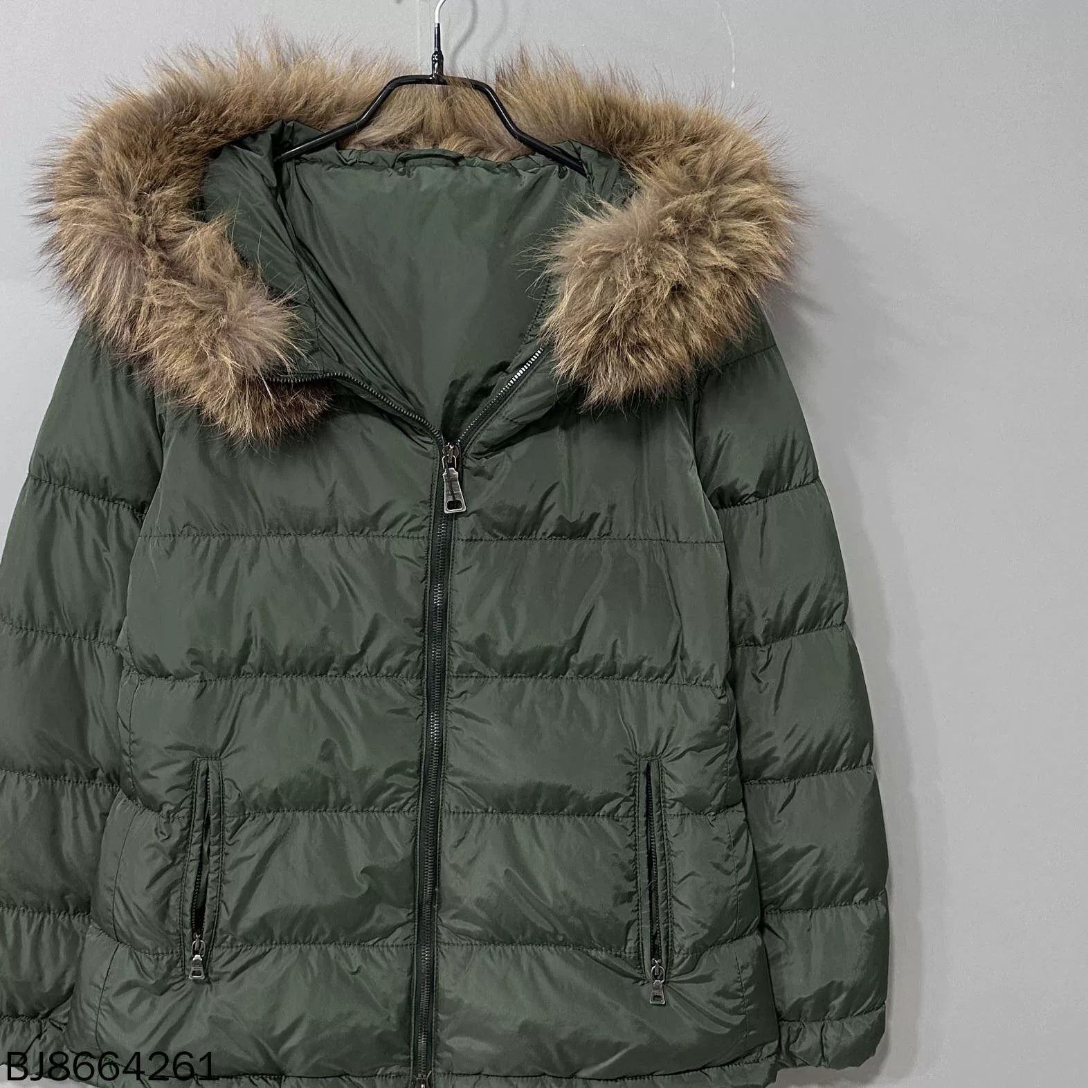 Prada Prada Dark Green Fur Collar Down Jacket Size M / US 6-8 / IT 42-44 - 2 Thumbnail