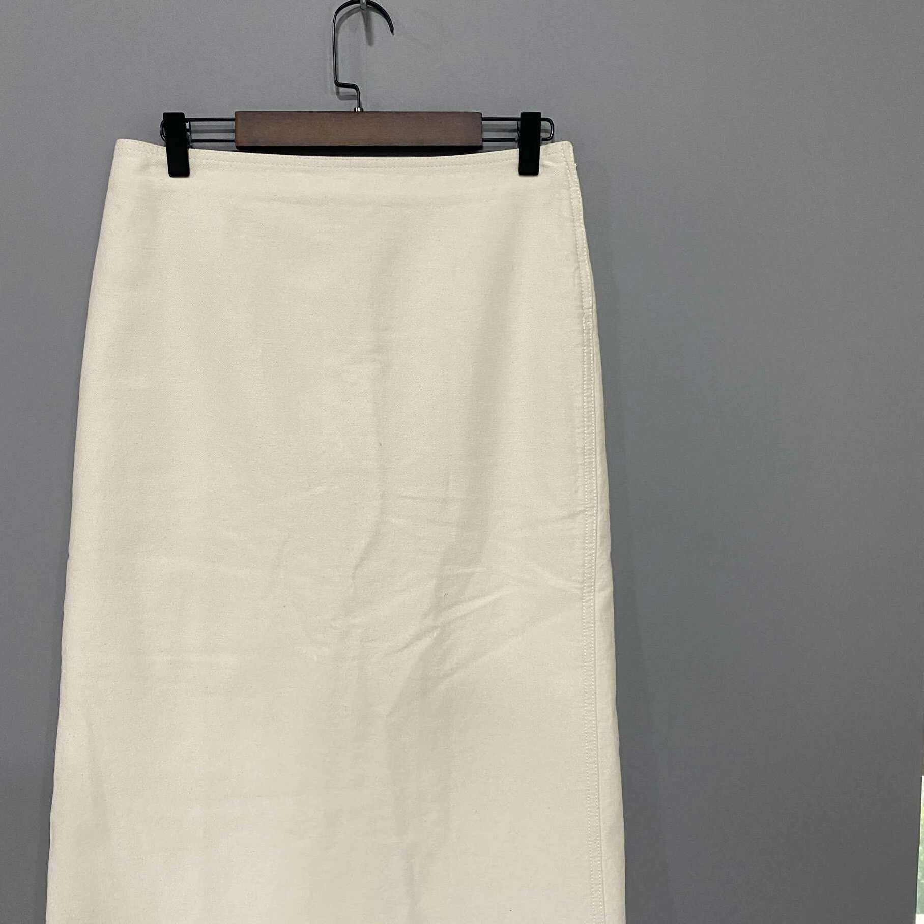 PRADA Triangle Logo Denim Paneled Long Skirt