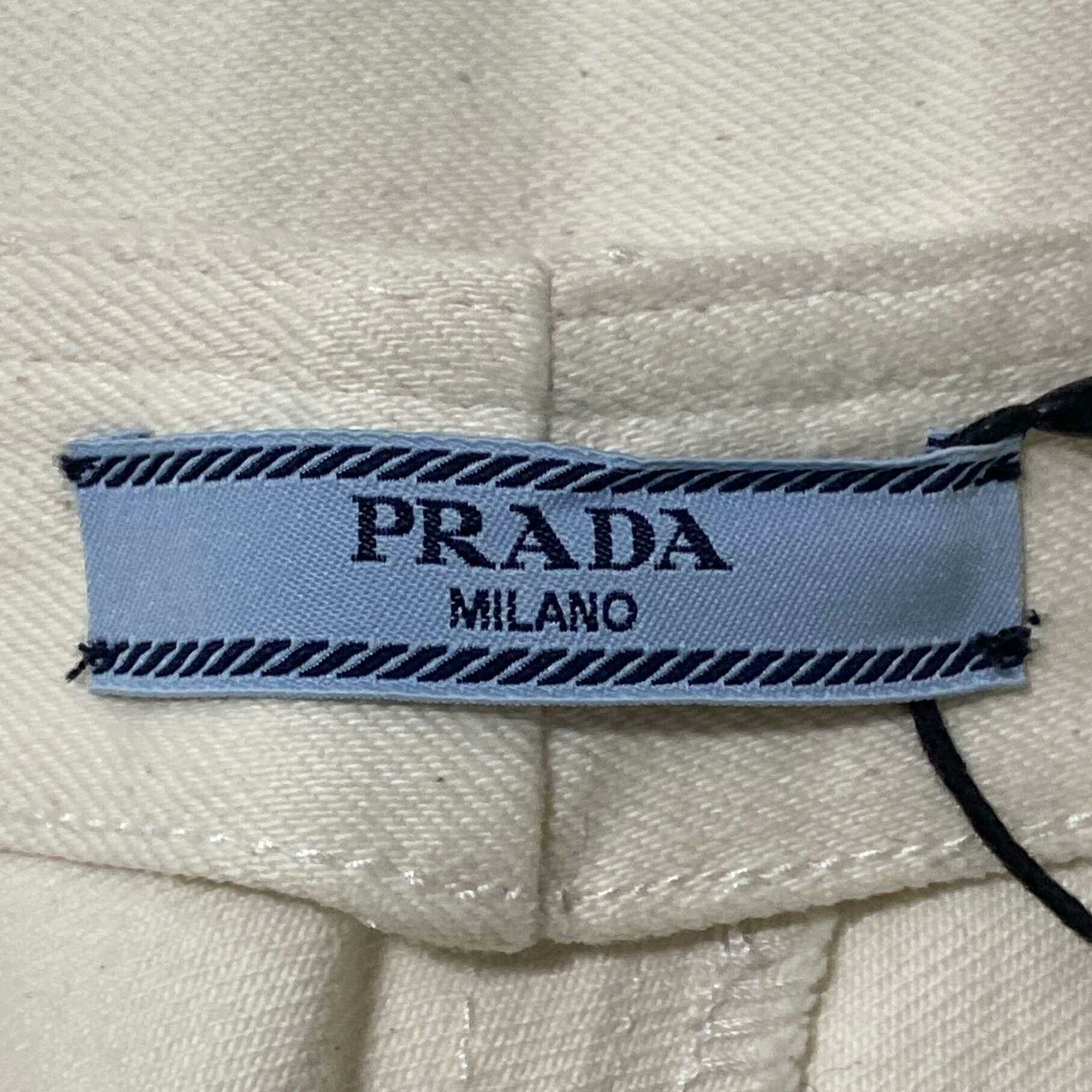 PRADA Triangle Logo Denim Paneled Long Skirt