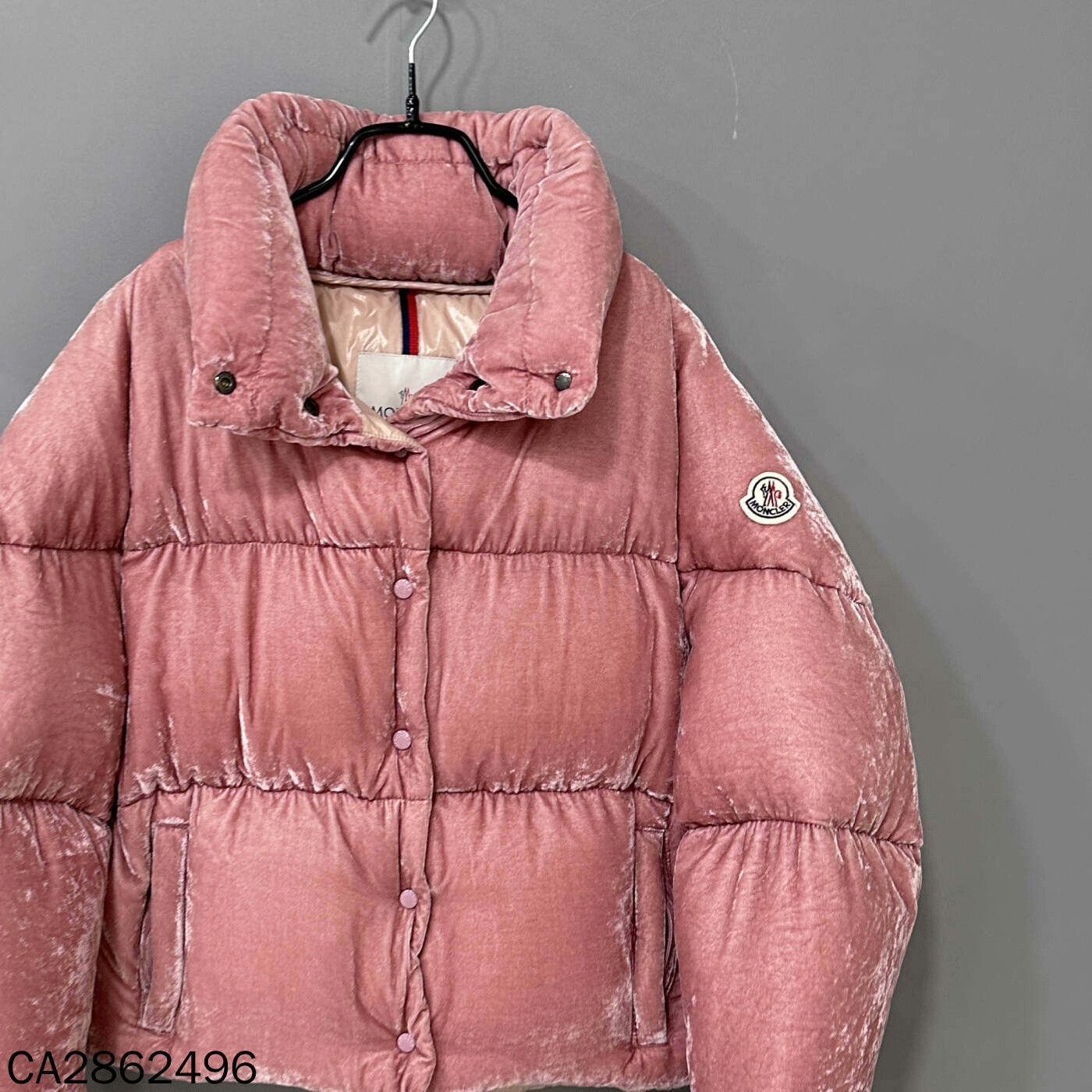 Moncler Peach Pink Velvet Moncler Down Jacket Size S / US 4 / IT 40 - 2 Thumbnail