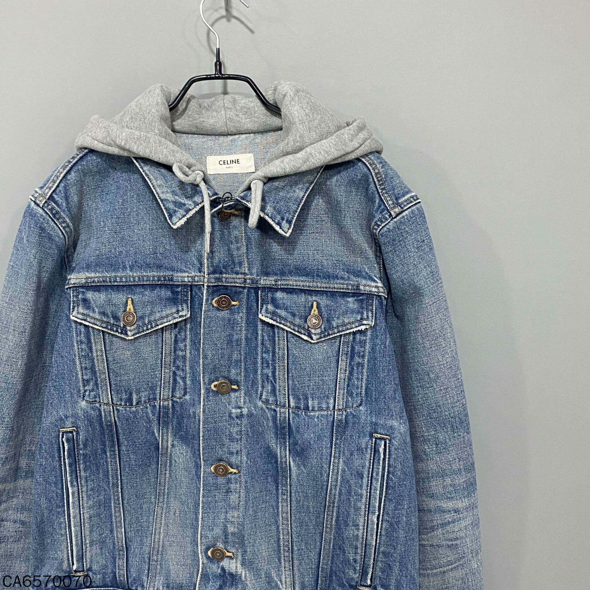 Celine Hooded Logo Denim Jacket Celine Size XS / US 0-2 / IT 36-38 - 2 Thumbnail