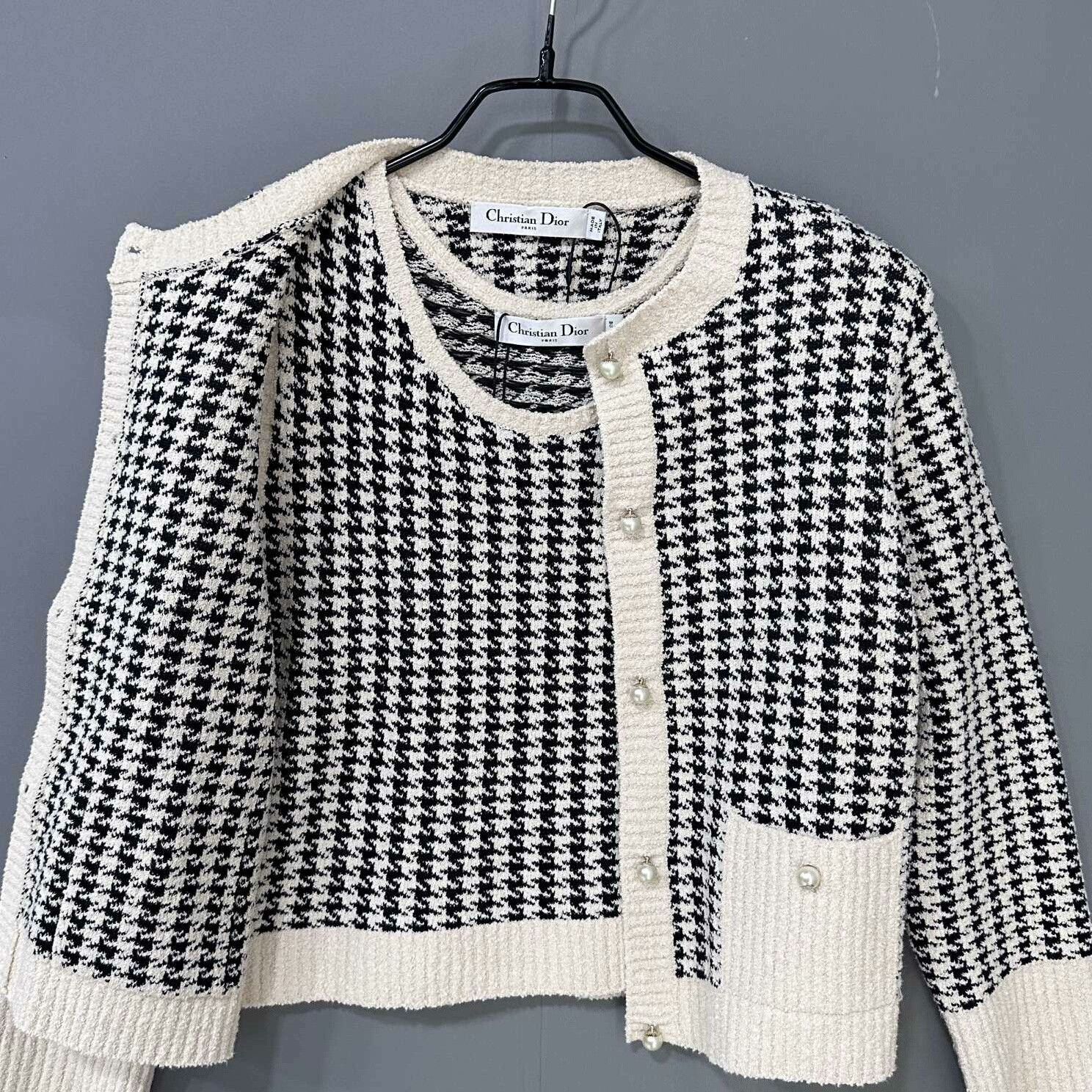 Dior Houndstooth Pearl Two-Piece Cardigan Dior Size S / US 4 / IT 40 - 8 Thumbnail