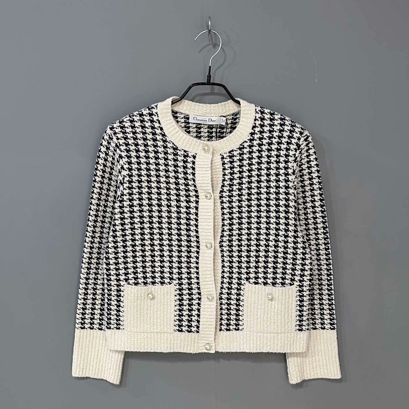 Dior Houndstooth Pearl Two-Piece Cardigan Dior Size S / US 4 / IT 40 - 2 Thumbnail