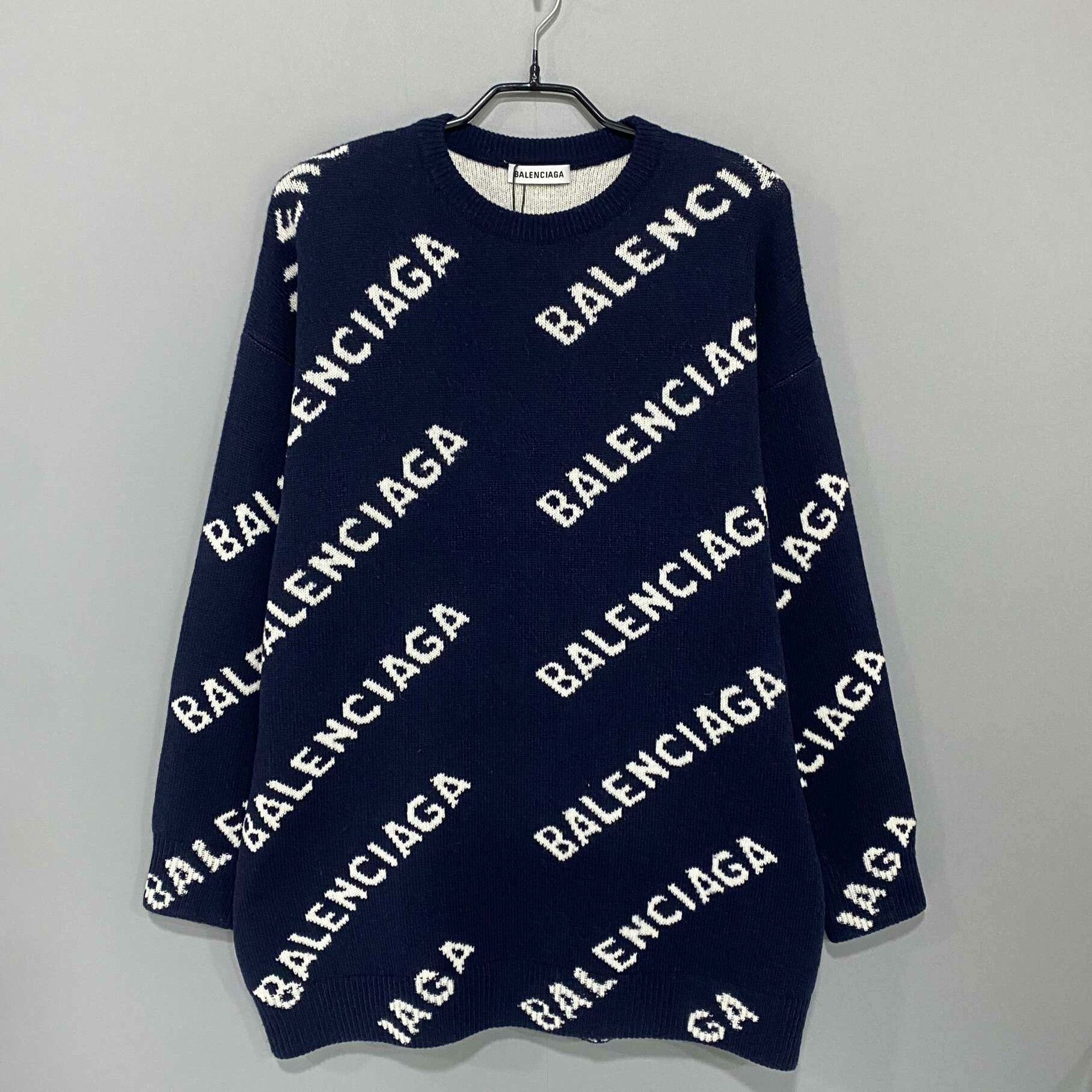 Balenciaga Balenciaga All-Over Logo Knit Sweater Size US S / EU 44-46 / 1 - 2 Thumbnail