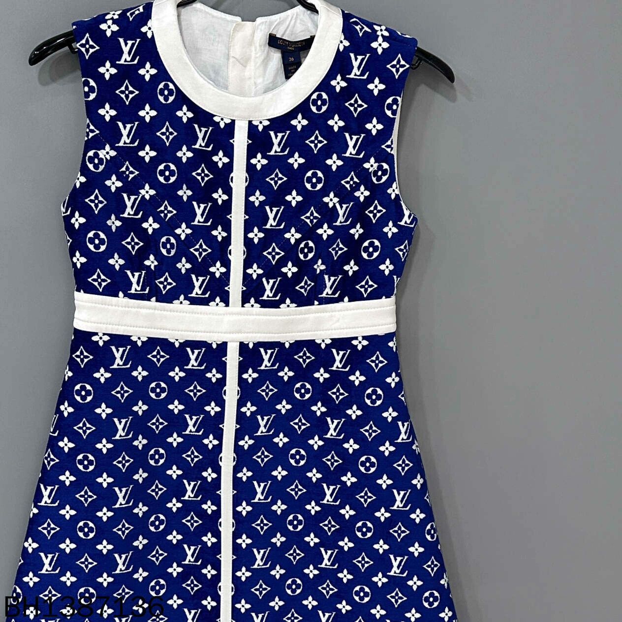 Louis Vuitton Blue Monogram Sleeveless Dress Louis Vuitton Size XS / US 0-2 / IT 36-38 - 2 Thumbnail