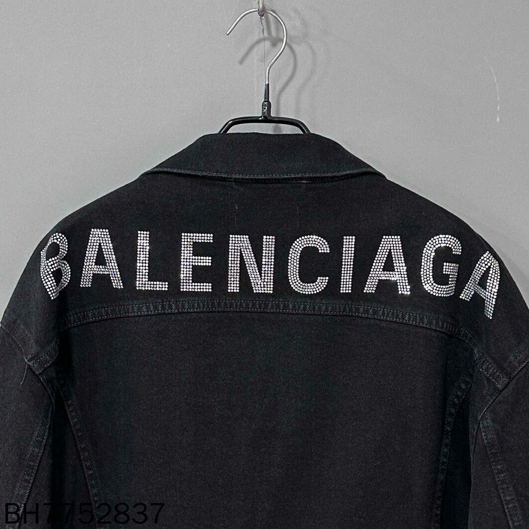 Balenciaga Balenciaga Rhinestone Logo Denim Jacket Size XS / US 0-2 / IT 36-38 - 4 Thumbnail