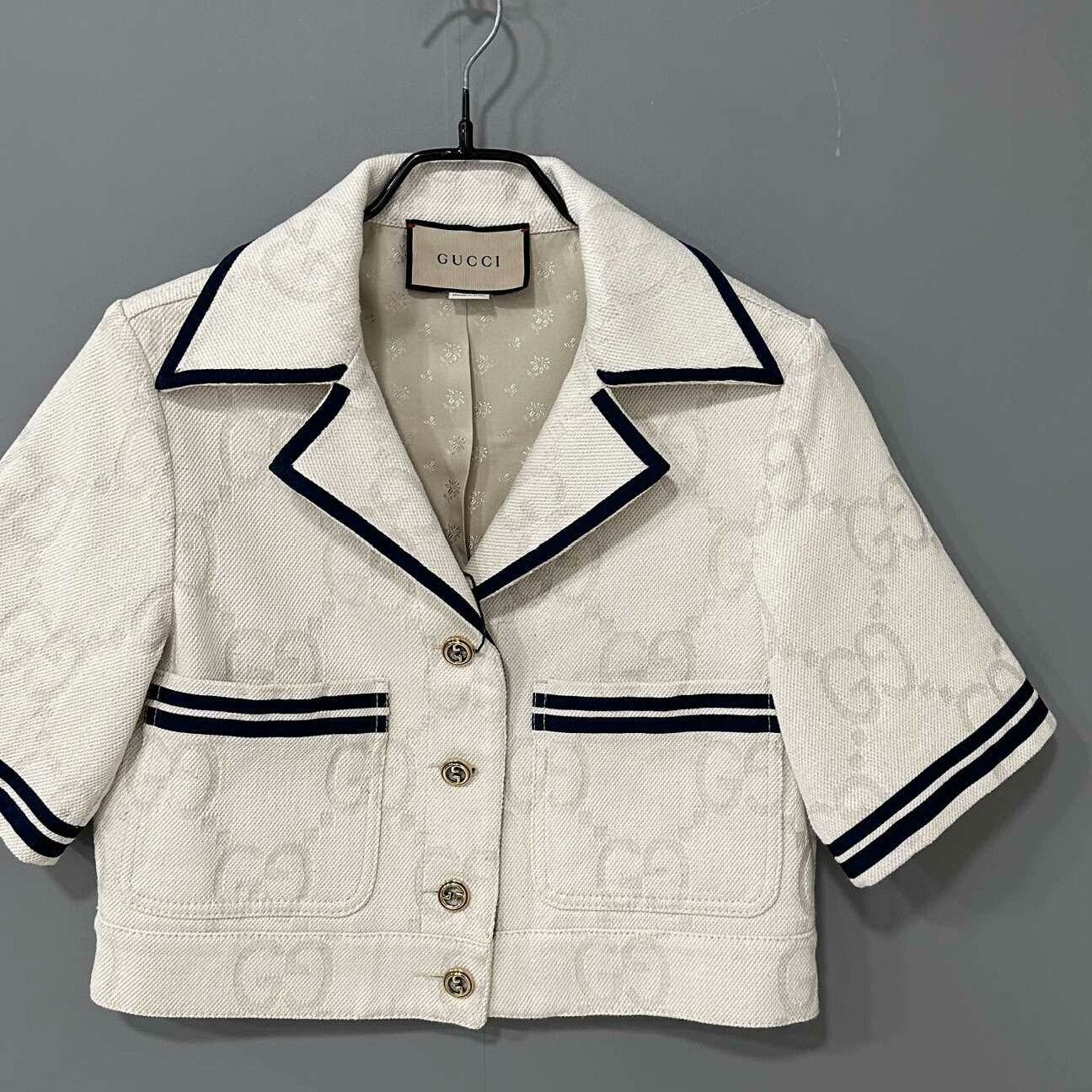 Gucci Gucci Monogram Print Linen Denim Jacket Size S / US 4 / IT 40 - 2 Thumbnail
