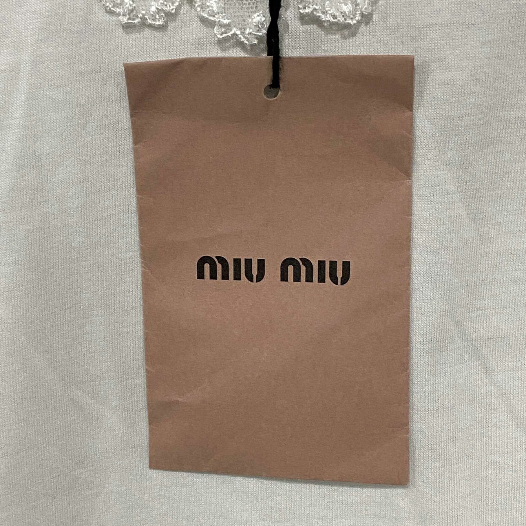 Miu Miu MIUMIU Lace Collar Short Sleeve Top Size M / US 6-8 / IT 42-44 - 4 Thumbnail