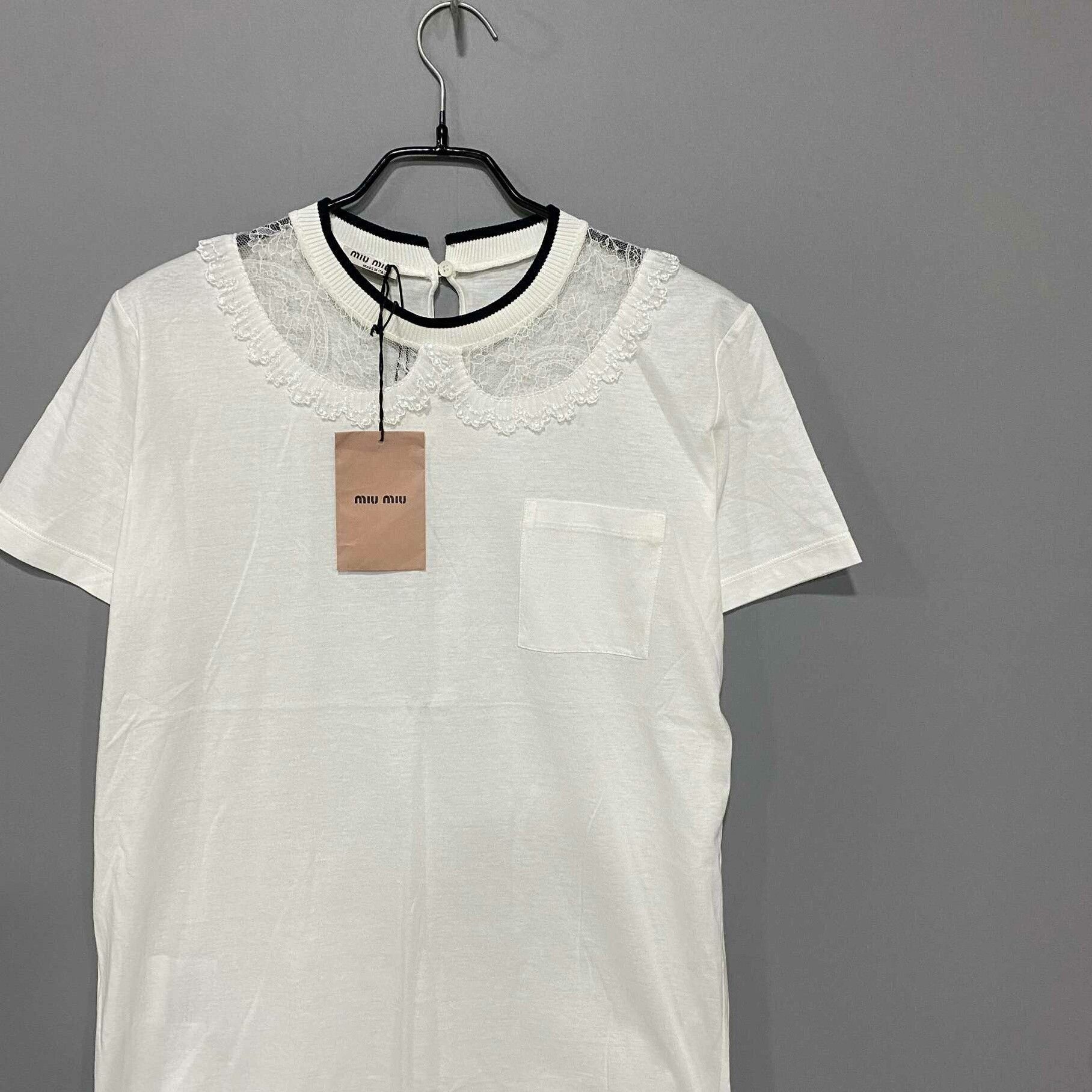 Miu Miu MIUMIU Lace Collar Short Sleeve Top Size M / US 6-8 / IT 42-44 - 2 Thumbnail