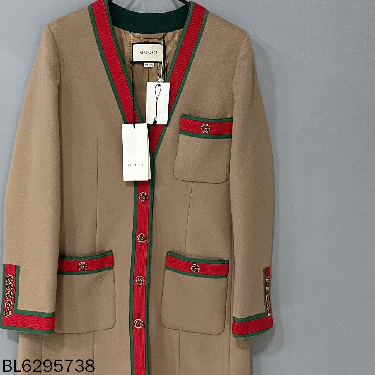 Gucci Gucci Red Green Striped Gold Button Coat Size S / US 4 / IT 40 - 2 Thumbnail