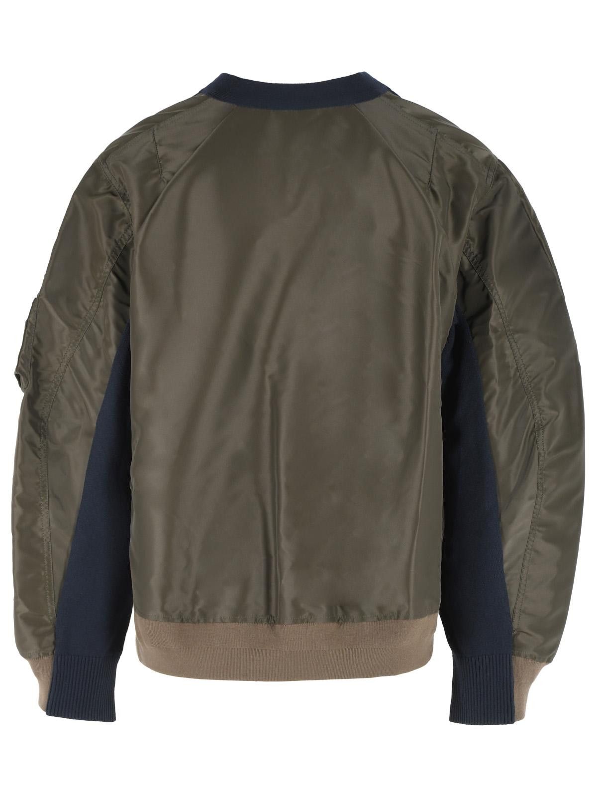 SACAI Cardigan In Navy Cotton And Khaki Blend