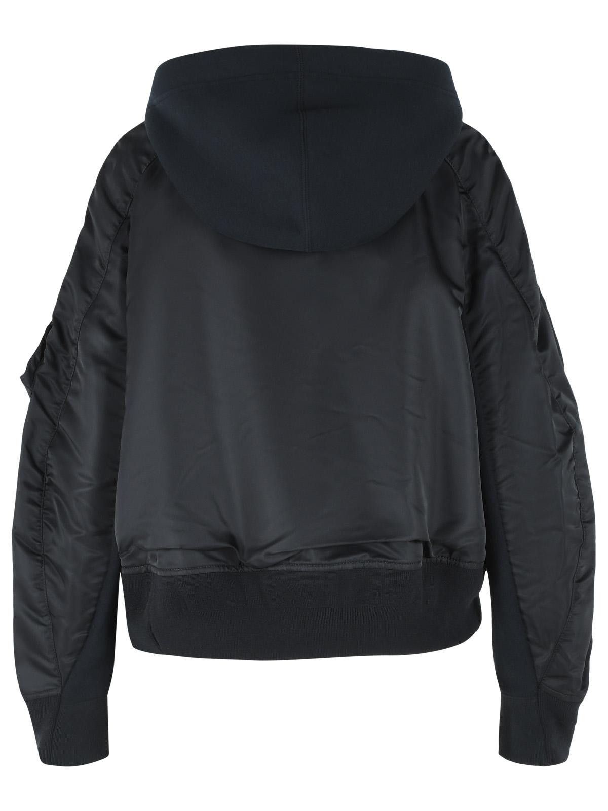 Sacai SACAI Black Cotton Blend Hoodie Size L / US 10 / IT 46 - 3 Thumbnail