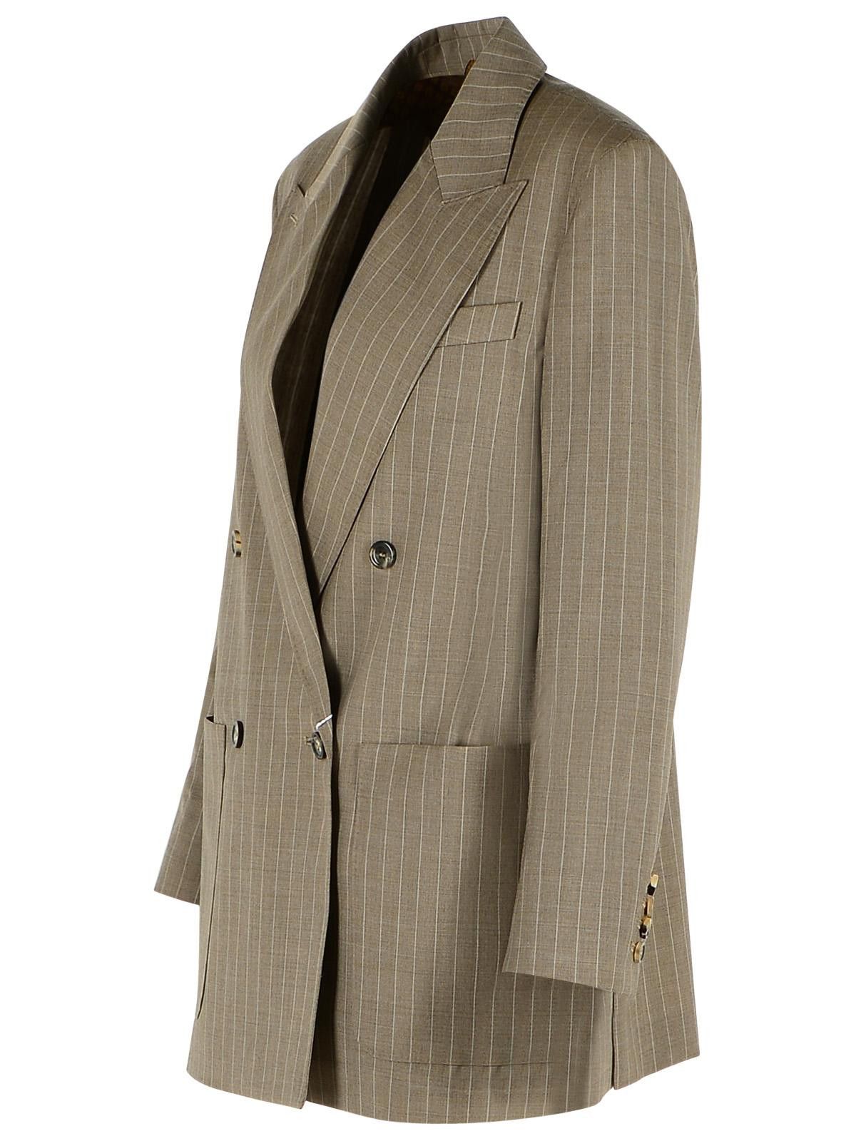 Max Mara MAX MARA Oversize Blazer In Hazelnut Pinstriped Wool Tela Size XS / US 0-2 / IT 36-38 - 2 Thumbnail