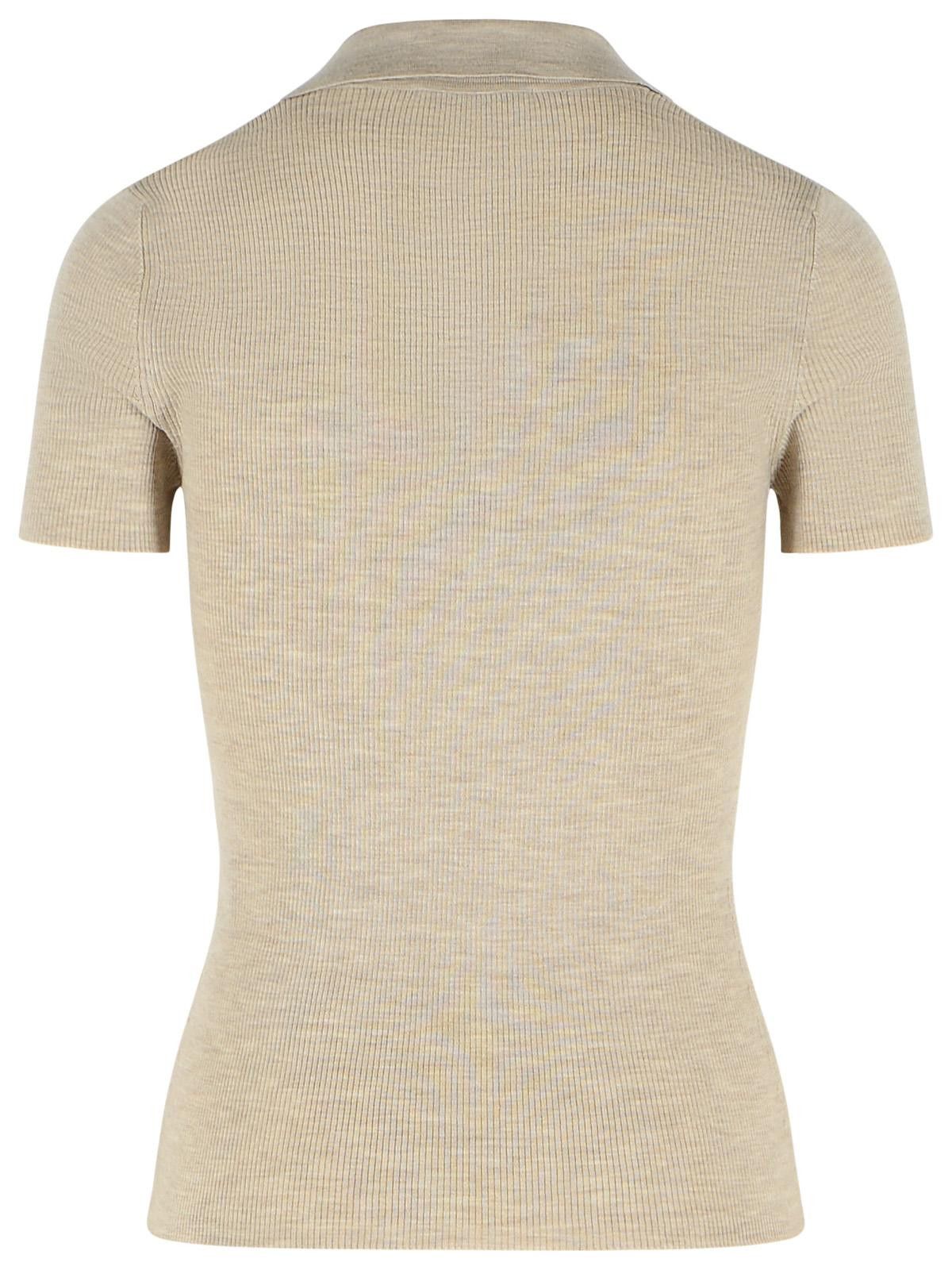 Max Mara MAX MARA 'Albero' Ivory Virgin Wool Polo Shirt Size L / US 10 / IT 46 - 3 Thumbnail
