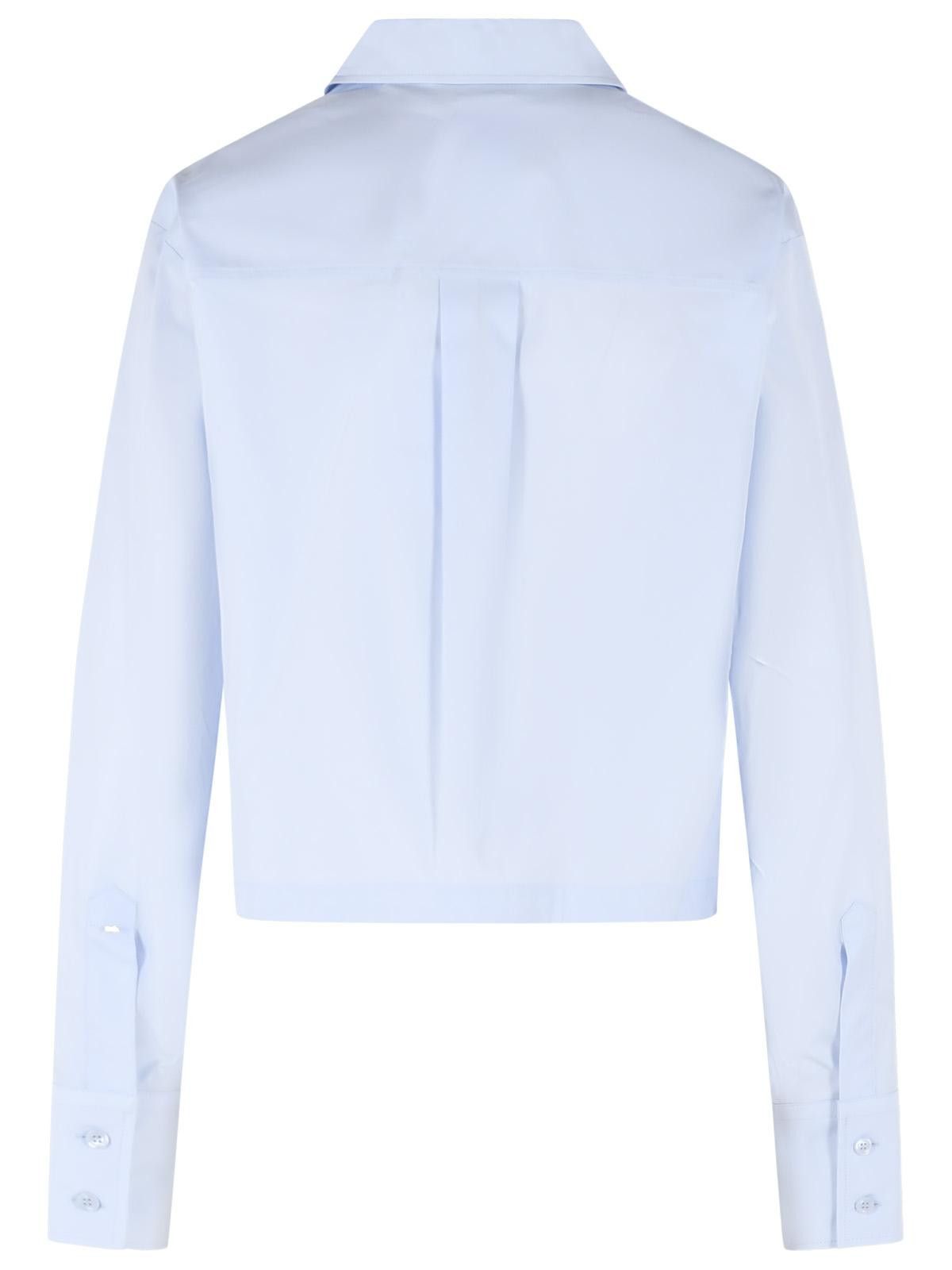 Sportmax SPORTMAX 'Certo' Cropped Shirt In Cotton Poplin With Light Blue Asymmetric Pleats Size S / US 4 / IT 40 - 3 Thumbnail