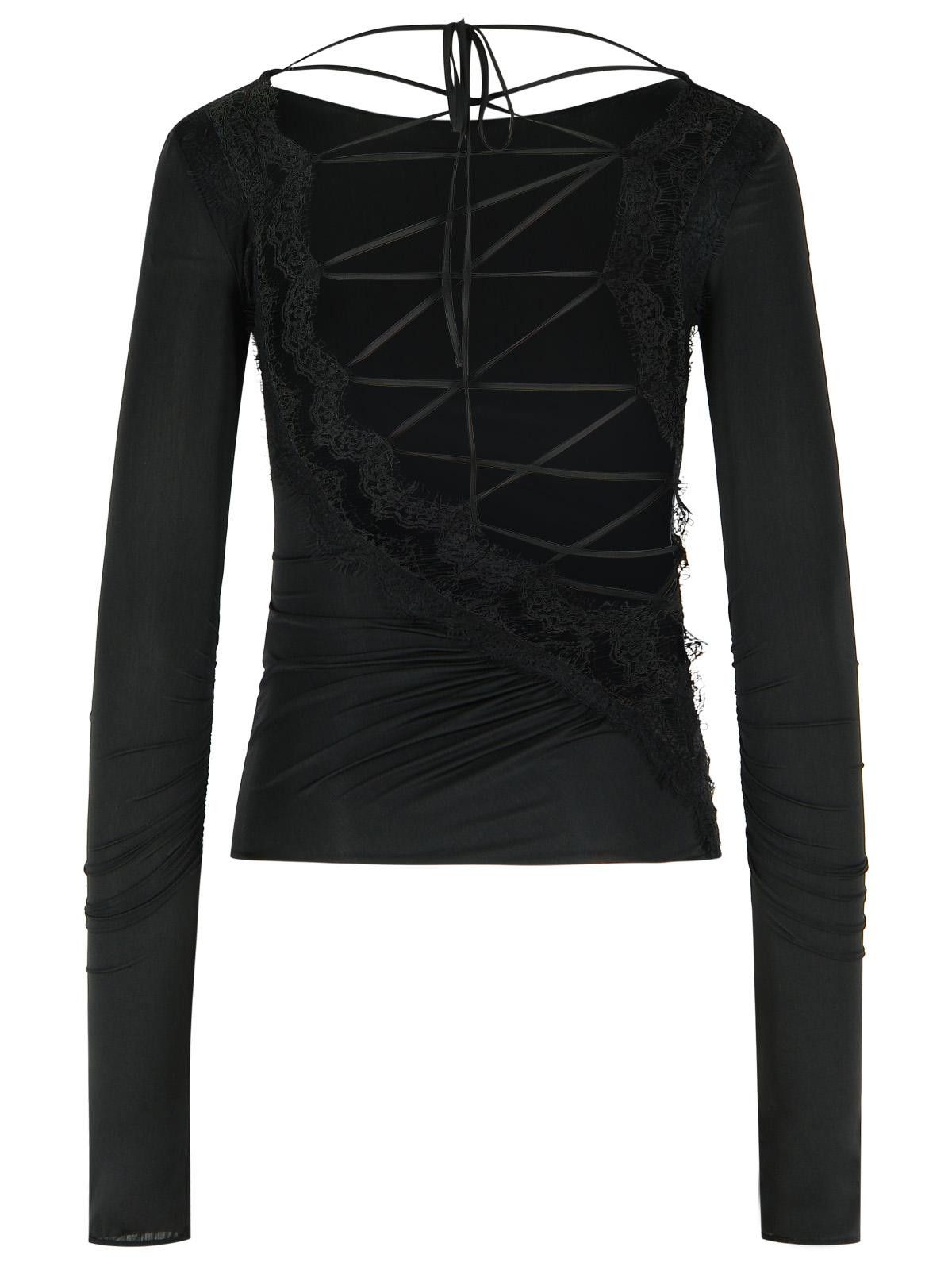 Blumarine BLUMARINE Black Stretch Nylon Sweater Size M / US 6-8 / IT 42-44 - 3 Thumbnail