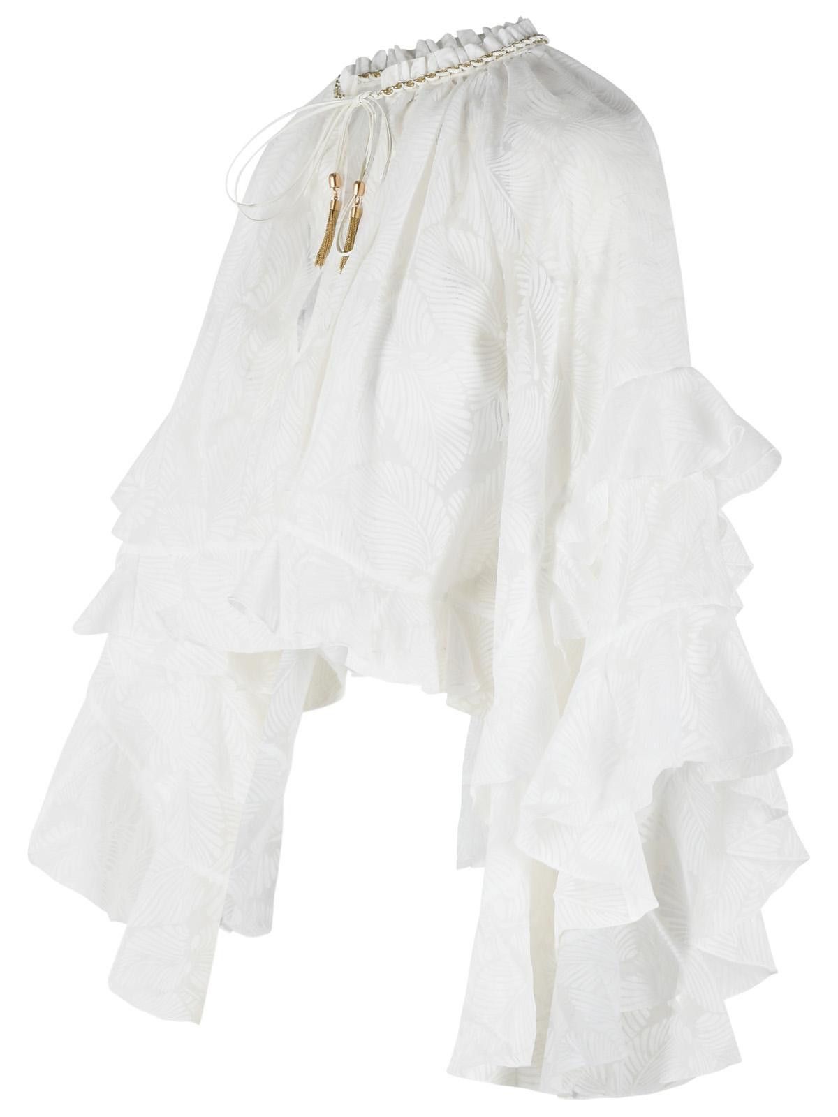 Zimmermann ZIMMERMANN 'Daylight' White Cotton Blend Blouse Size XS / US 0-2 / IT 36-38 - 2 Thumbnail