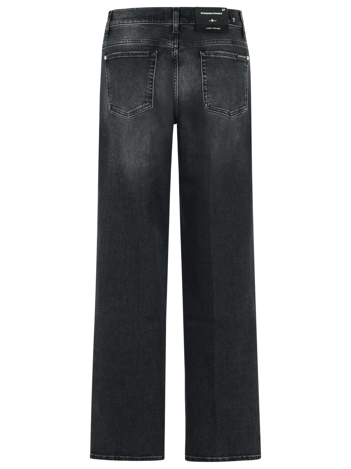7 For All Mankind 7 FOR ALL MANKIND 'Stovepipe Straight' Black Cotton Blend Jeans Size 29" - 3 Thumbnail