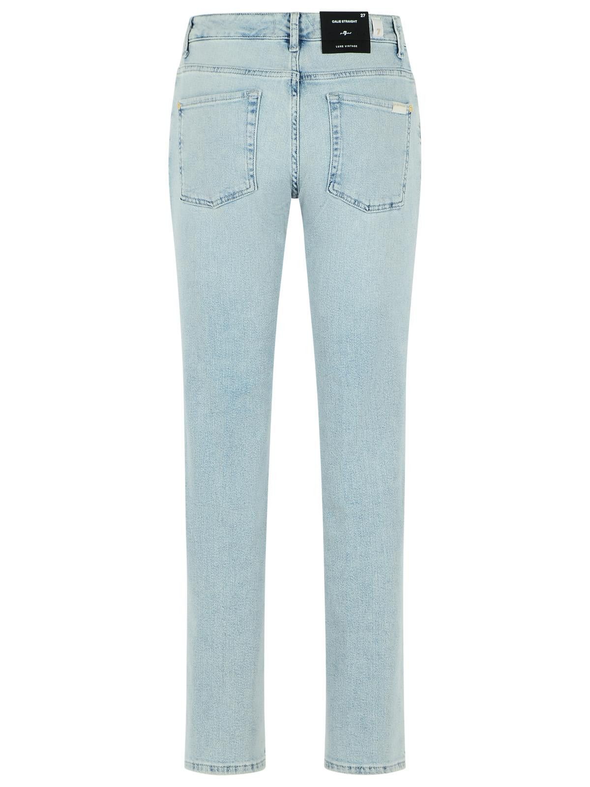 7 For All Mankind 7 FOR ALL MANKIND 'Calie Straight' Light Blue Cotton Blend Jeans Size 25" / US 0 / IT 36 - 3 Thumbnail