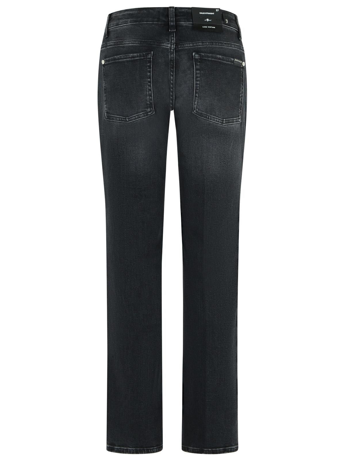 7 For All Mankind 7 FOR ALL MANKIND 'Calie Straight' Black Cotton Blend Jeans Size 29" - 3 Thumbnail