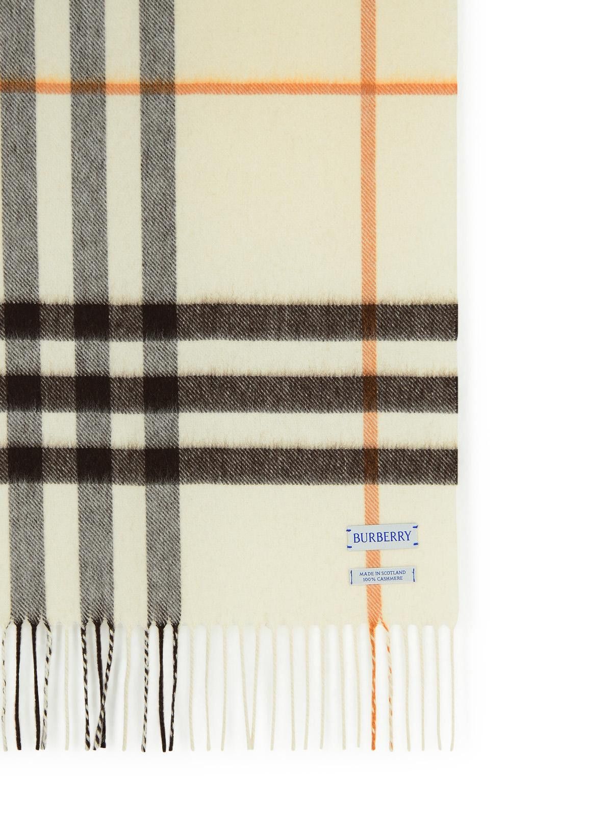 Burberry BURBERRY 'Mu Giant Check' White Cashmere Scarf Size ONE SIZE - 3 Thumbnail