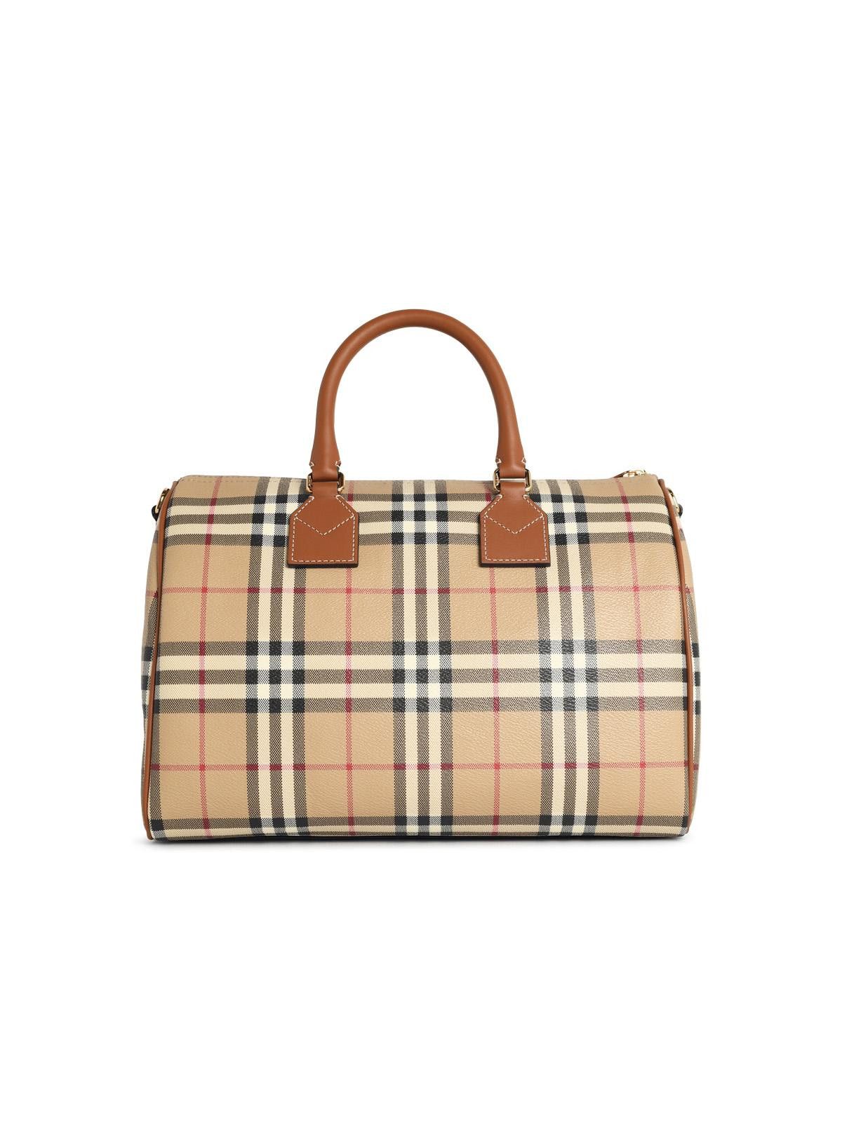 Burberry BURBERRY Medium 'Bowling Check' Bag In Briar Brown Cotton Blend Size ONE SIZE - 3 Thumbnail