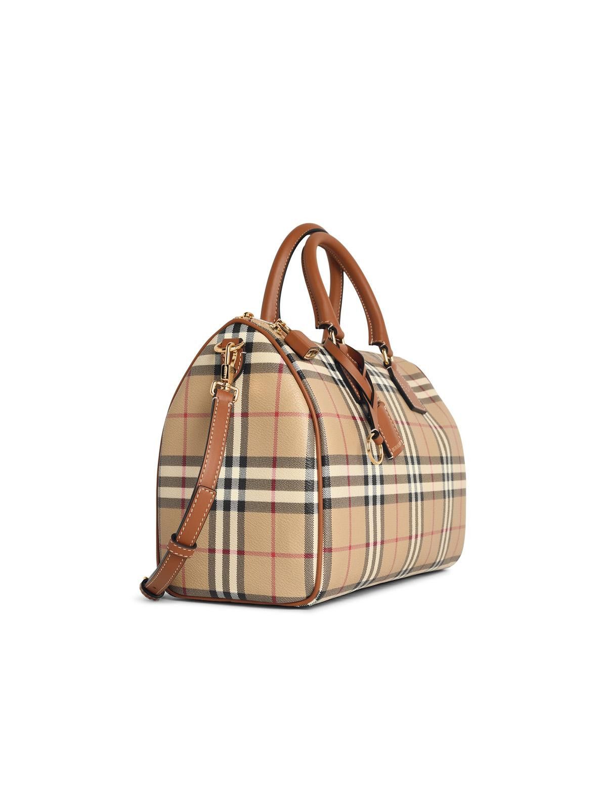 Burberry BURBERRY Medium 'Bowling Check' Bag In Briar Brown Cotton Blend Size ONE SIZE - 2 Thumbnail