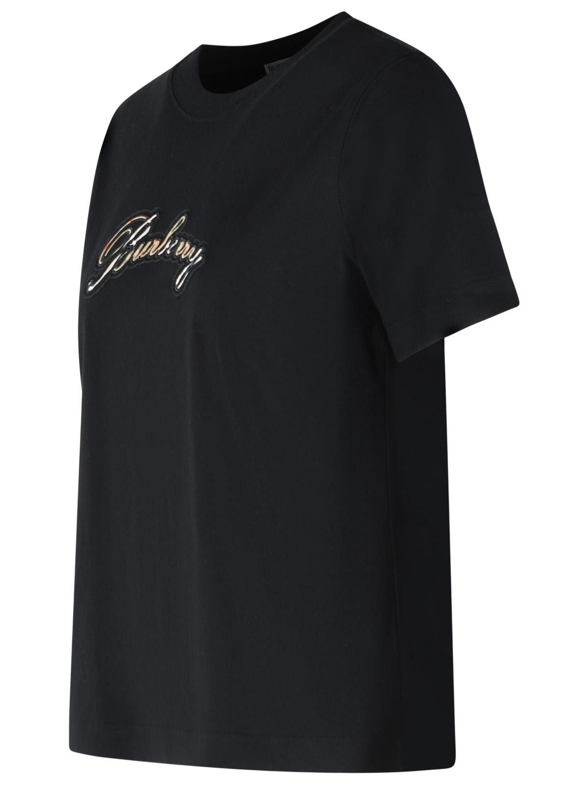 Burberry BURBERRY Black Cotton T-Shirt Size S / US 4 / IT 40 - 2 Thumbnail