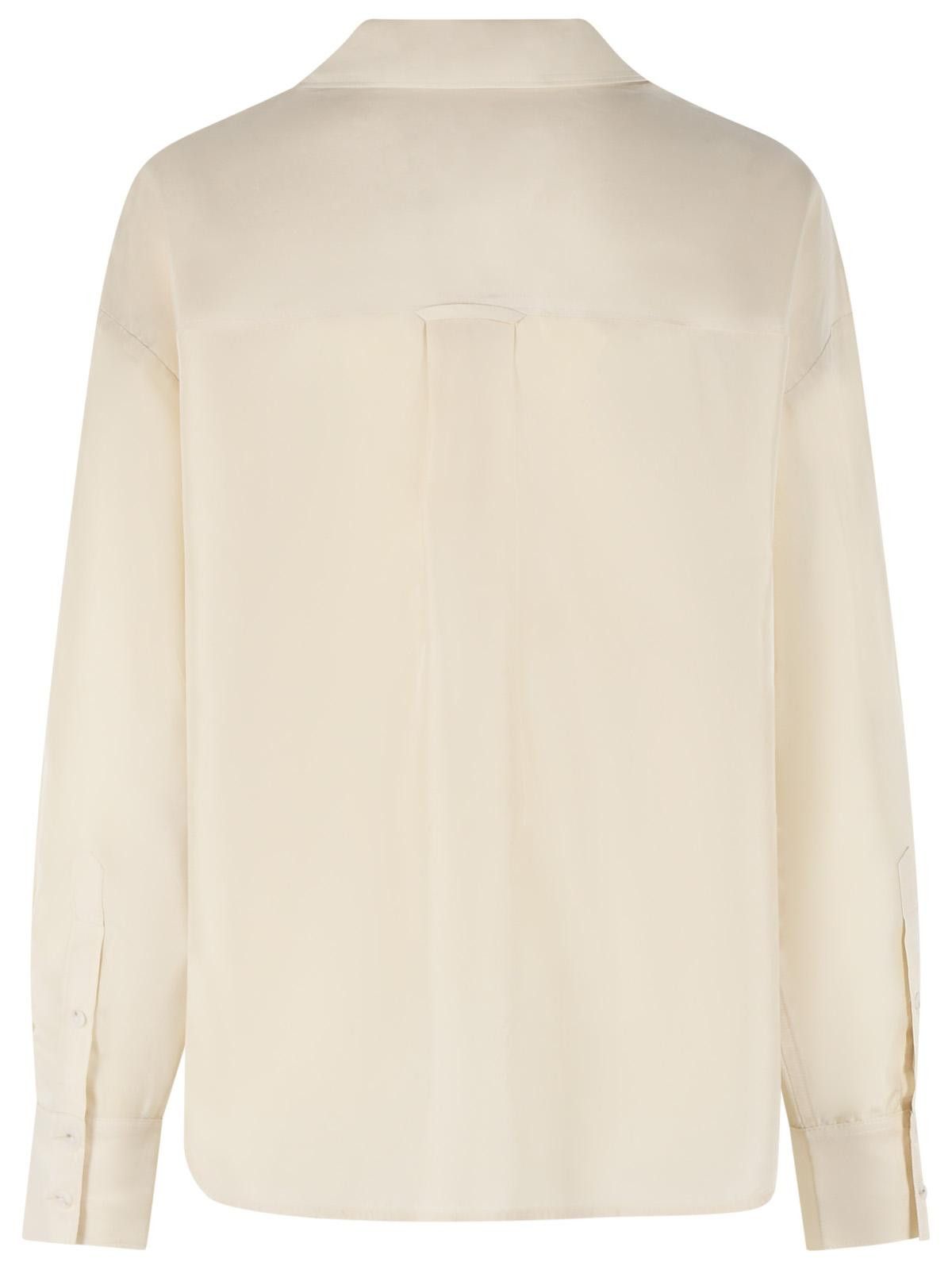 CLOSED CLOSED 'Utility' Cream Silk Shirt Size L / US 10 / IT 46 - 3 Thumbnail
