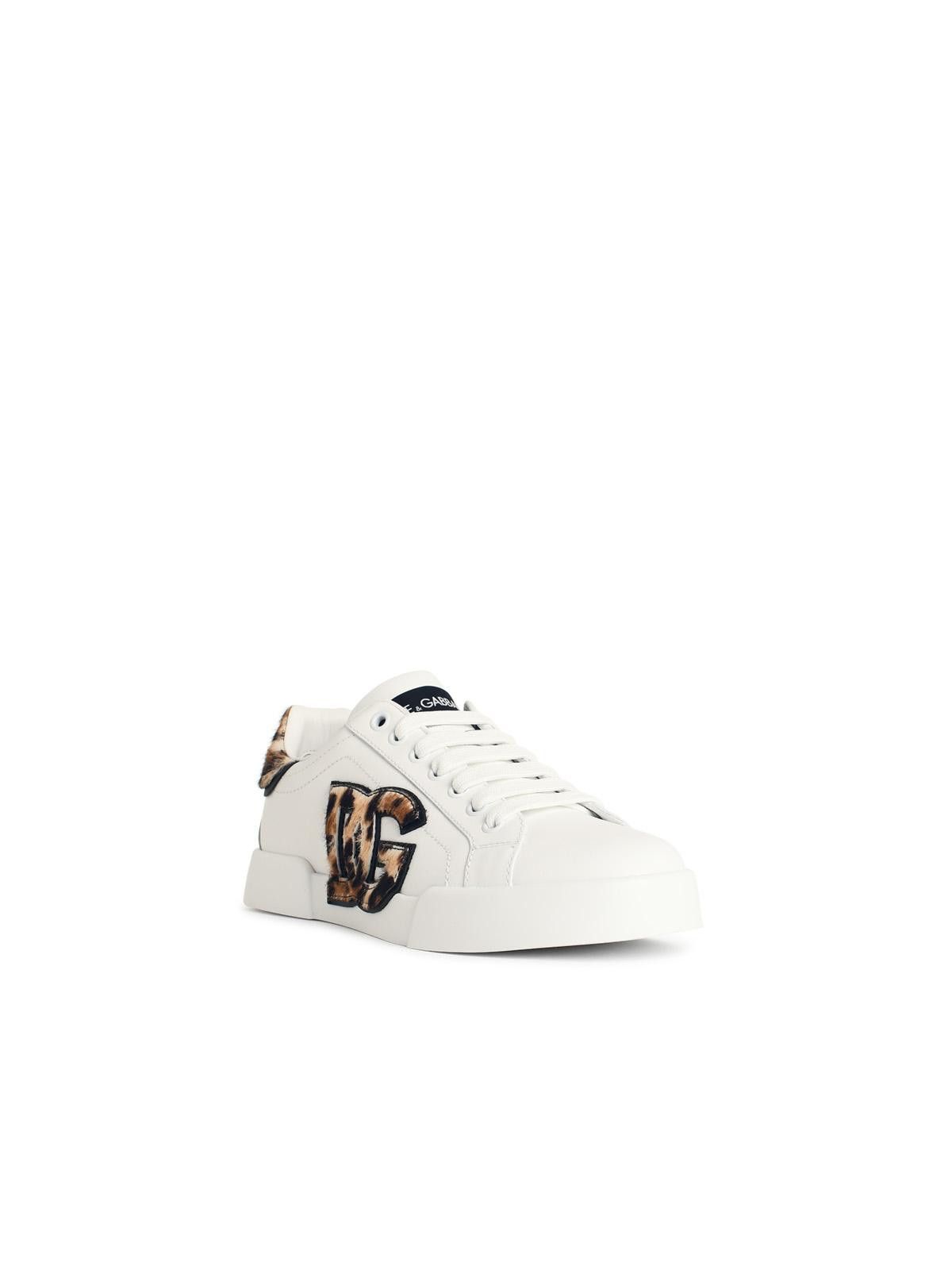 Dolce & Gabbana DOLCE & GABBANA 'Portofino' White Leather Sneakers Size US 6 / IT 36 - 2 Thumbnail