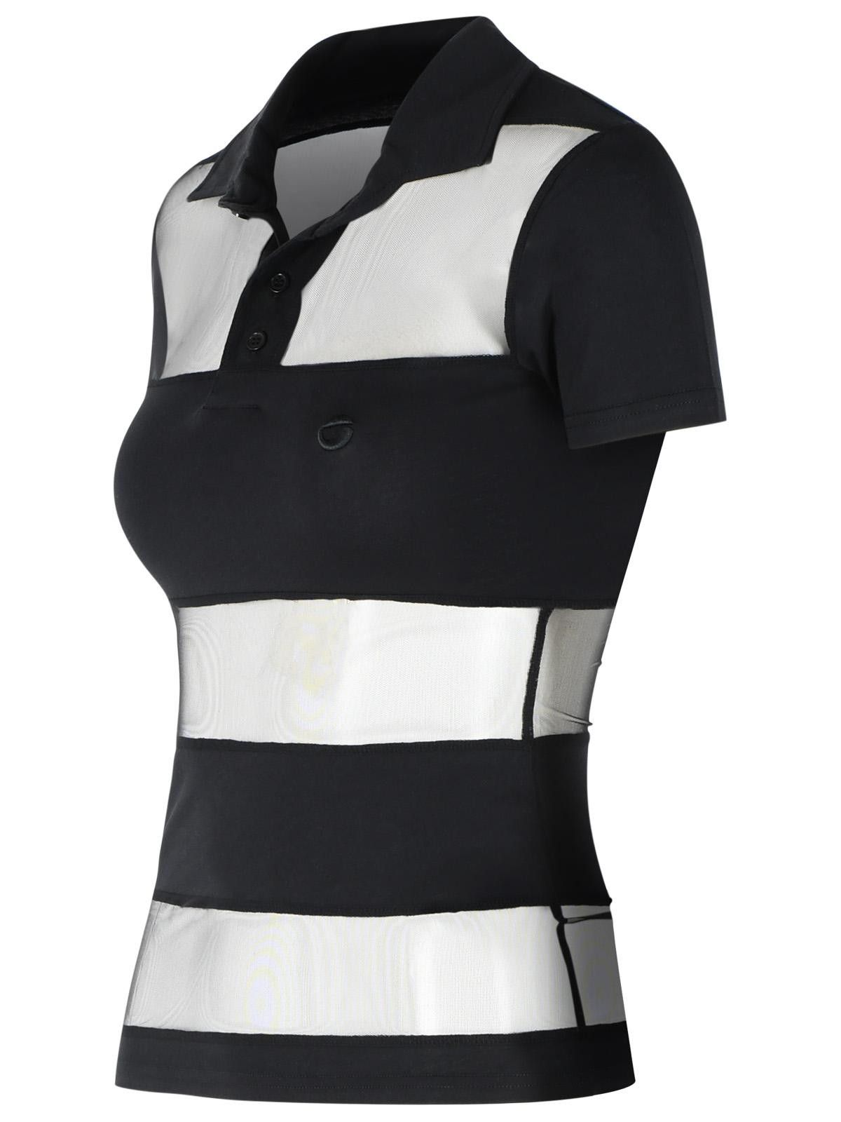 Coperni COPERNI 'Striped' Black Cotton Blend Polo Shirt Size XS / US 0-2 / IT 36-38 - 2 Thumbnail