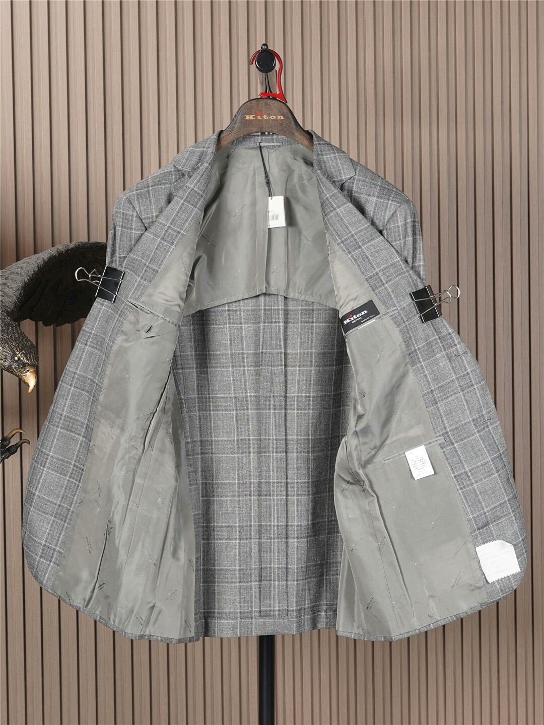 Kiton Classic Gray Plaid Suit Jacket Size US L / EU 52-54 / 3 - 2 Thumbnail