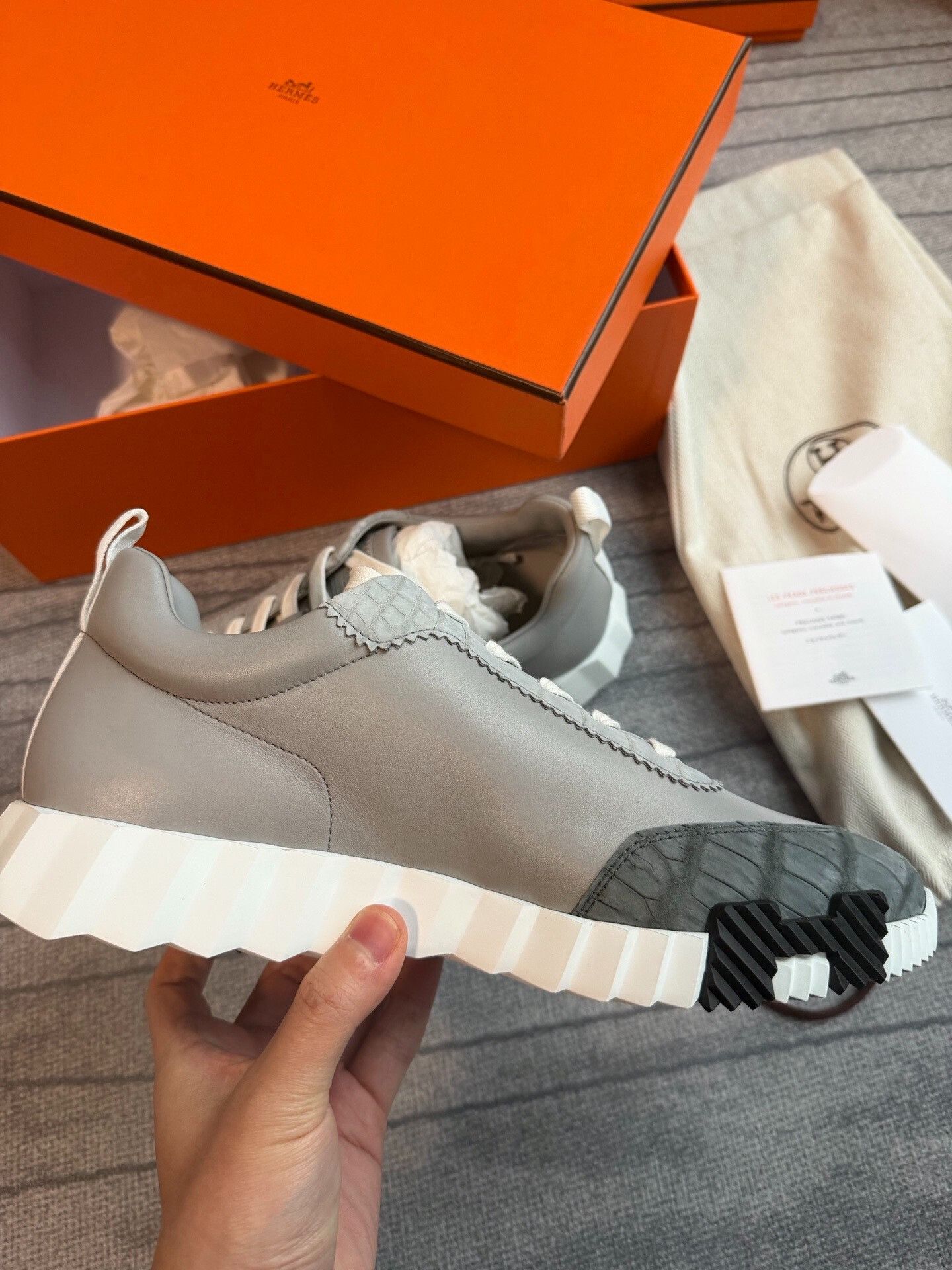 Hermes Hermes Men's Bouncing Sneakers in Gray Size US 8.5 / EU 41-42 - 5 Thumbnail