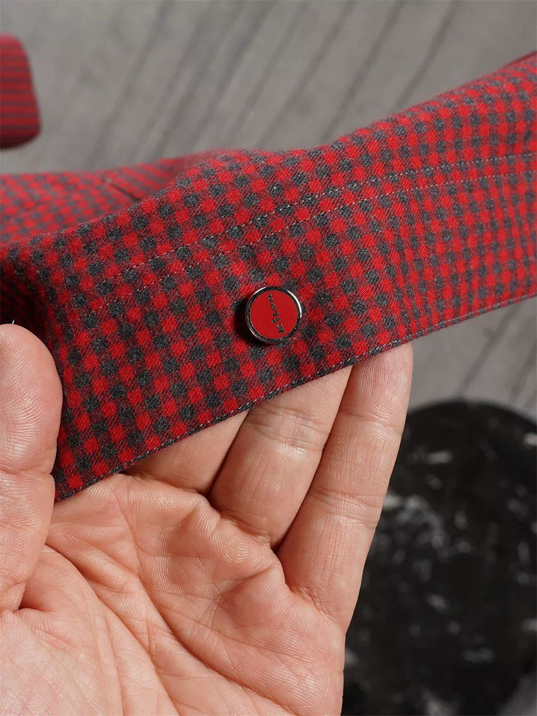 Kiton Kiton Red Flannel Hooded Jacket Size US M / EU 48-50 / 2 - 6 Thumbnail
