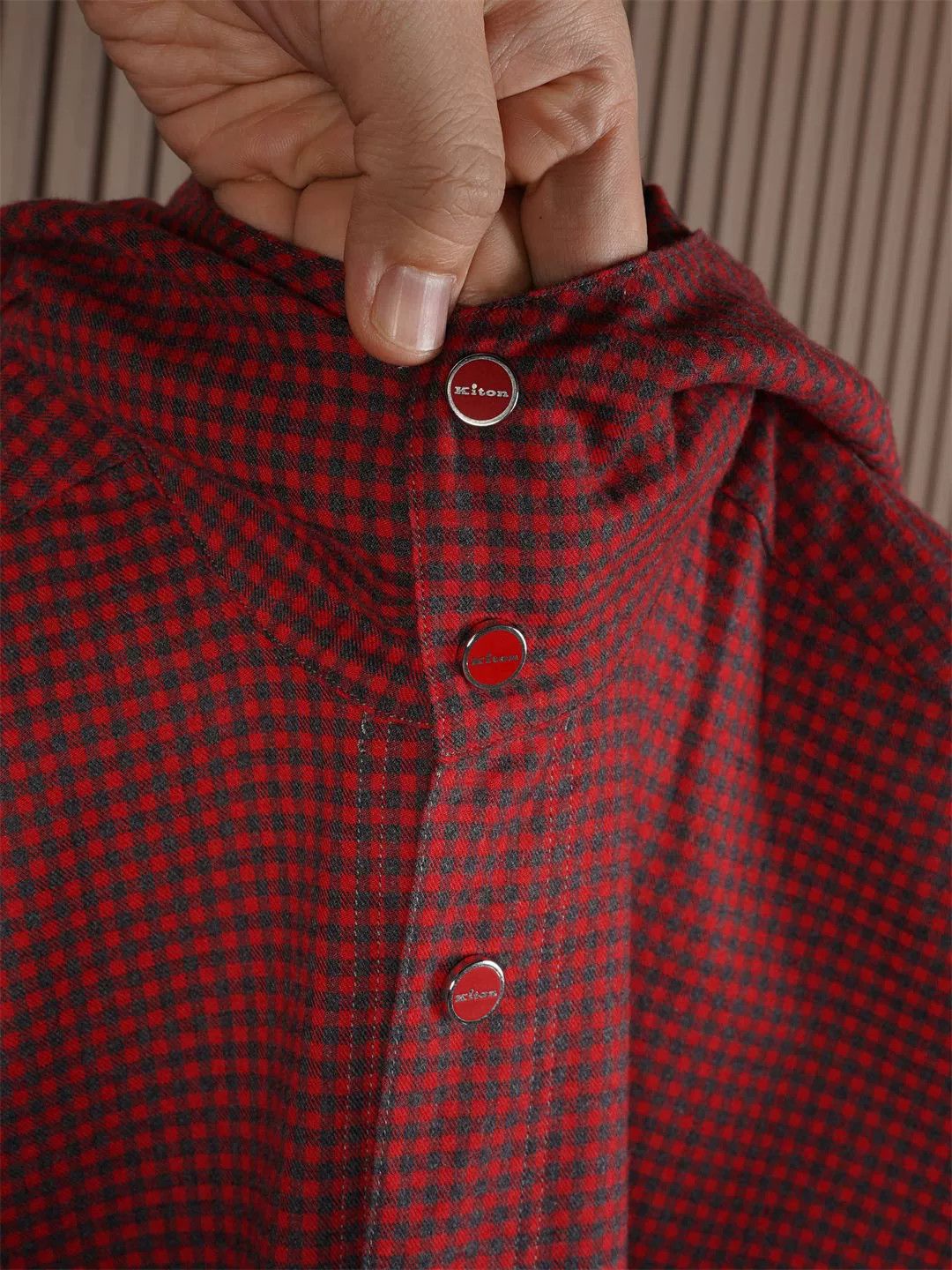 Kiton Kiton Red Flannel Hooded Jacket Size US M / EU 48-50 / 2 - 4 Thumbnail