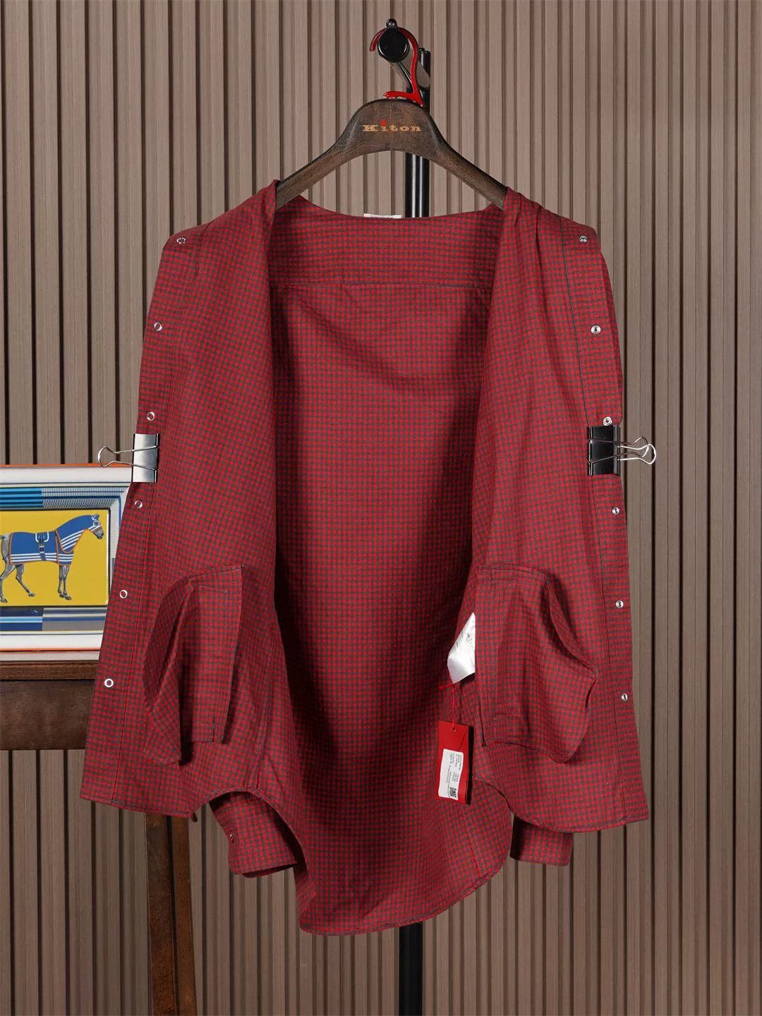 Kiton Kiton Red Flannel Hooded Jacket Size US M / EU 48-50 / 2 - 3 Thumbnail